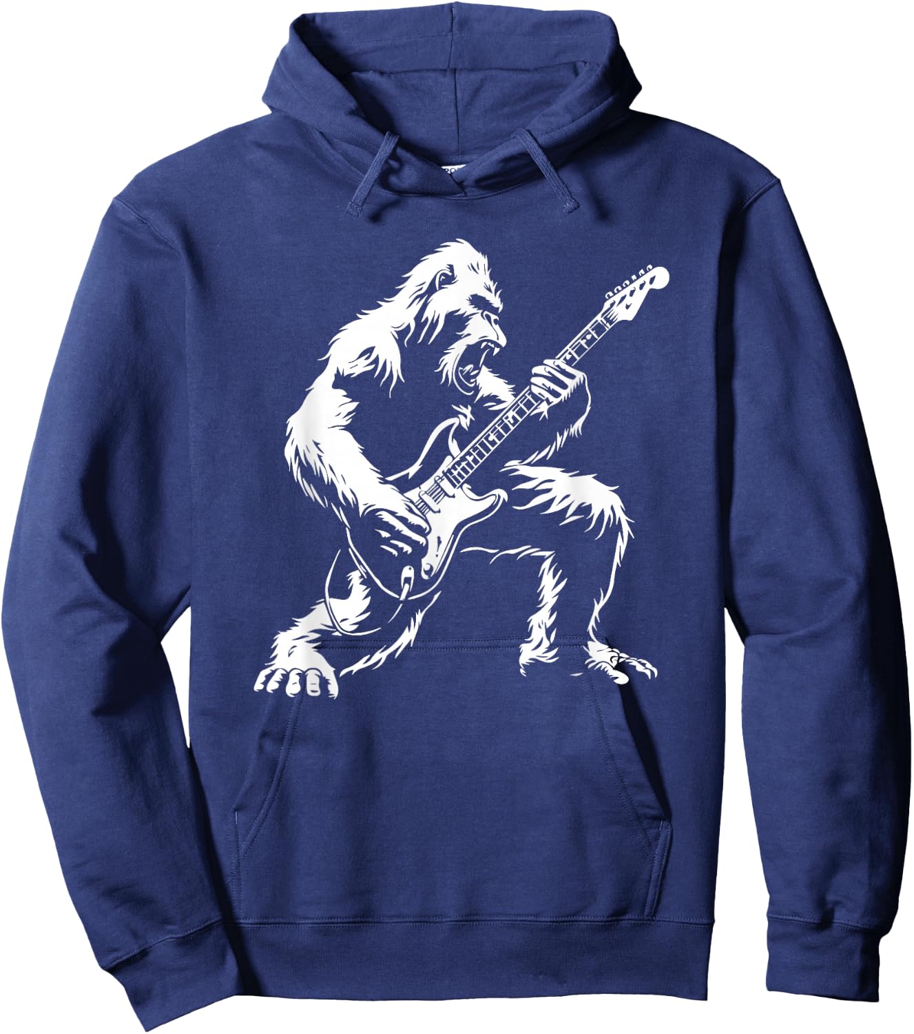 Bigfoot Playing Guitar Rock Music Band Sasquatch Hoodie - Hoodie | Navy