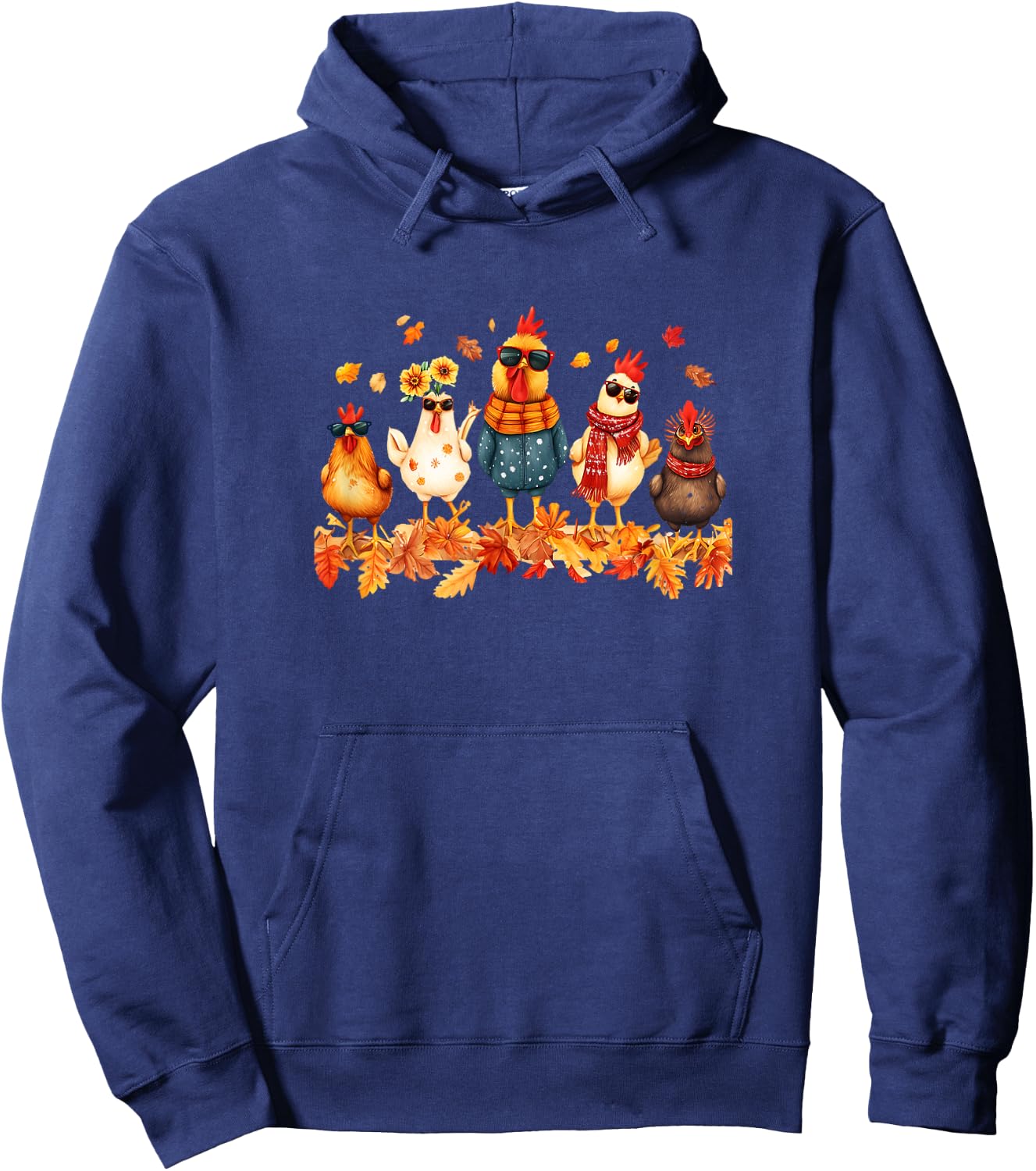 Fun and Trendy Chickens Fall Autumn Leaves Hoodie - Hoodie | Navy