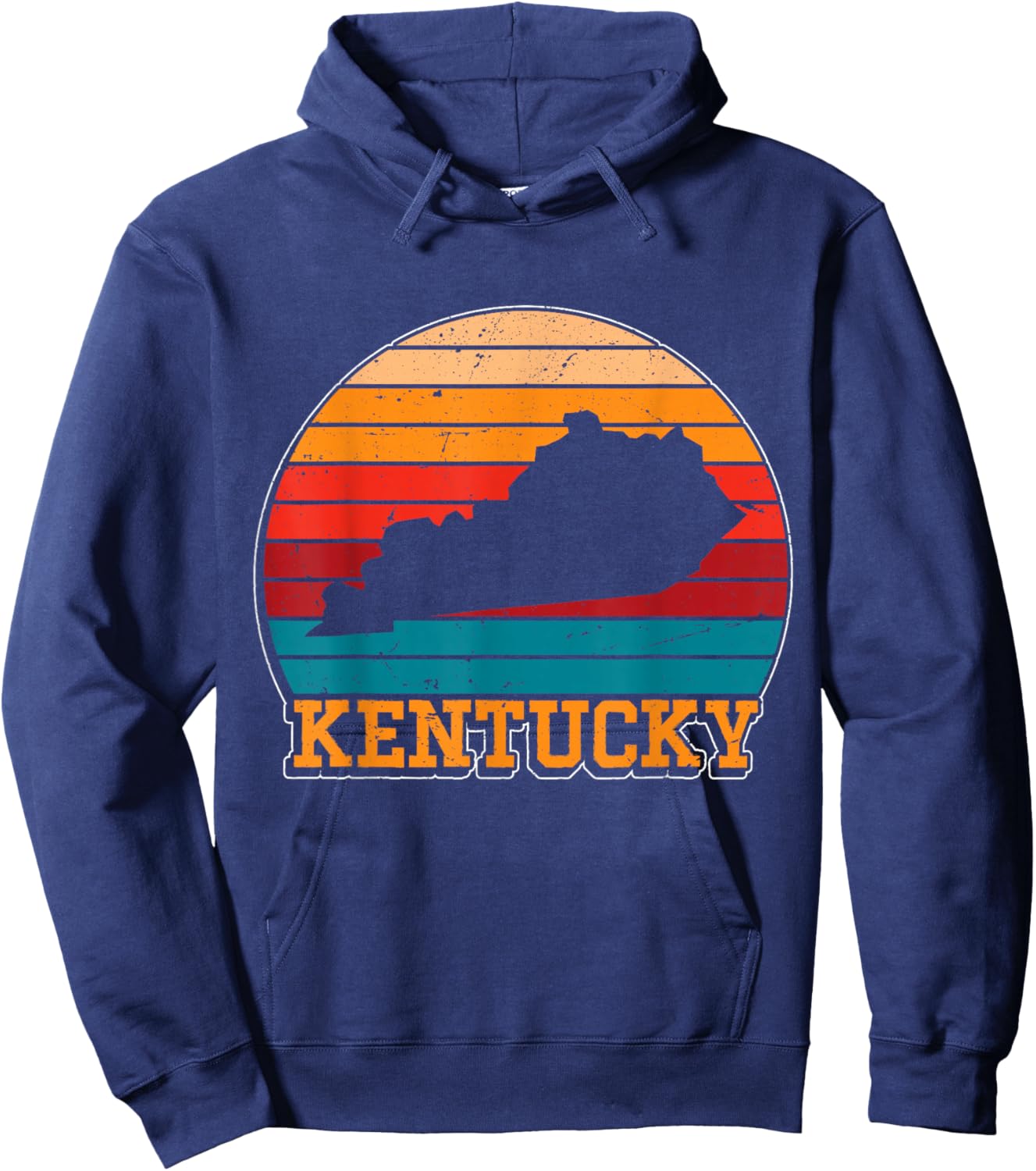 Kentucky Retro Vintage Sunset US State Kentucky Silhouette Hoodie - Hoodie | Navy