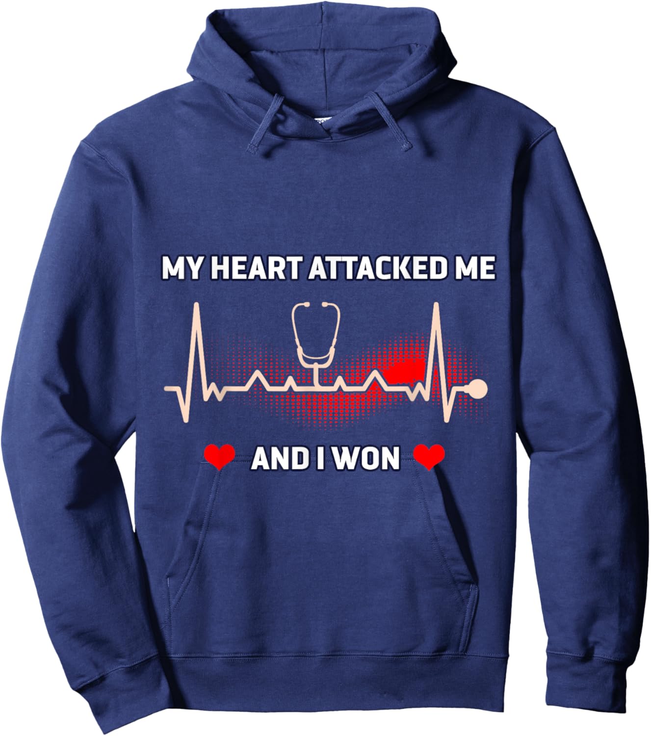 I Survived a Heart Attack Funny Heart Attack Survivor Hoodie - Hoodie | Navy
