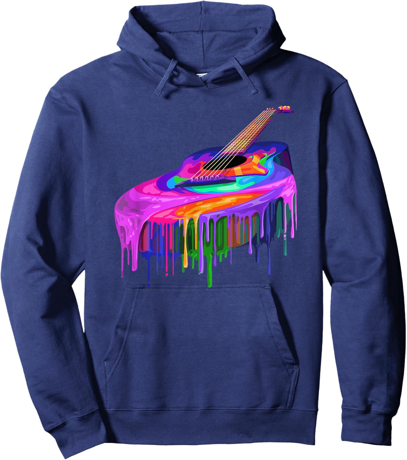 Acoustic Guitar Player Cool Musician Acoustic Guitar Melting Hoodie - Hoodie | Navy