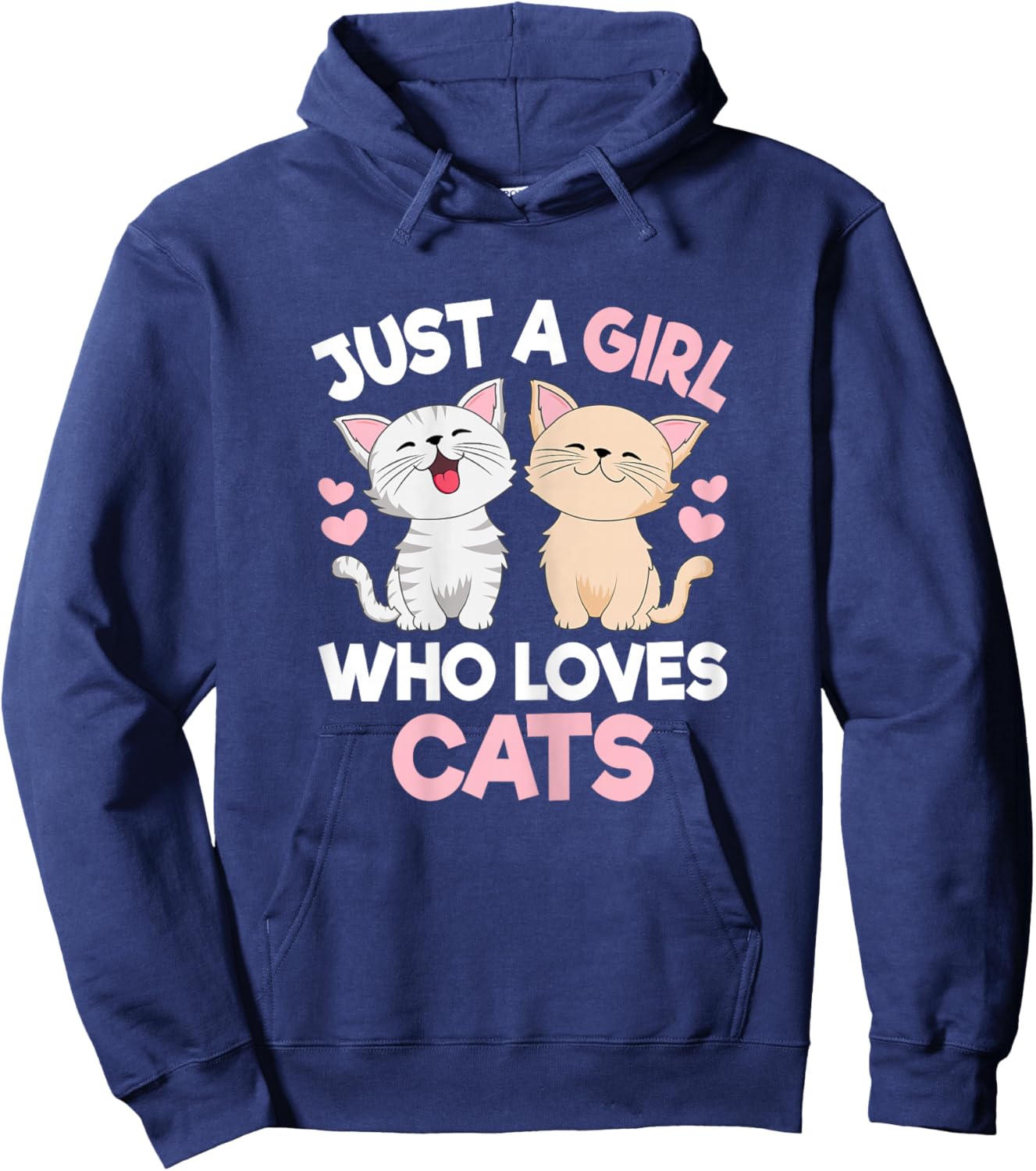 Just A Girl Who Loves Cats Cute Cat Lover Kitty Girls Kids Hoodie - Hoodie | Navy