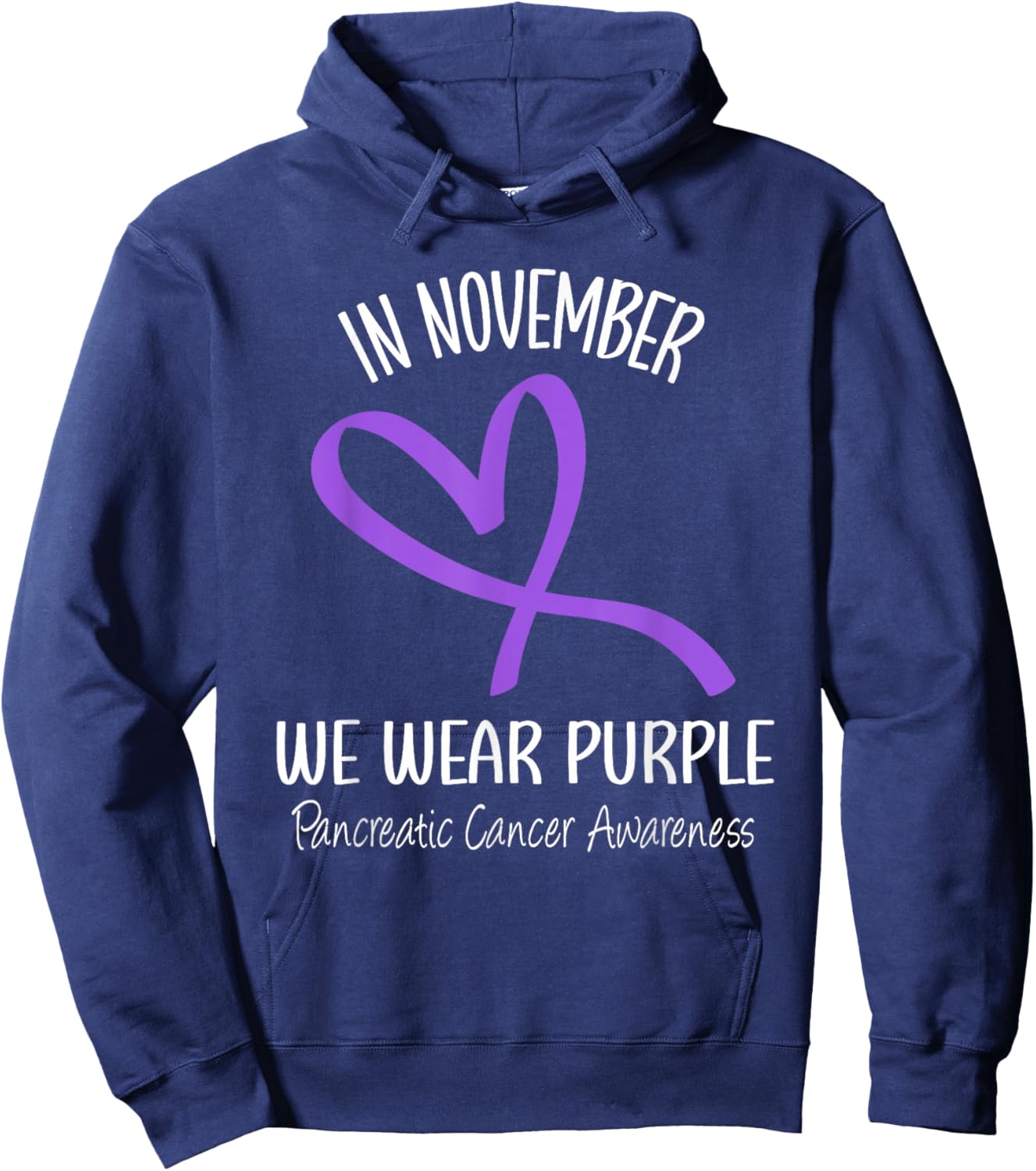 Heart In November We Wear Purple Pancreatic Cancer Awareness Hoodie - Hoodie | Navy
