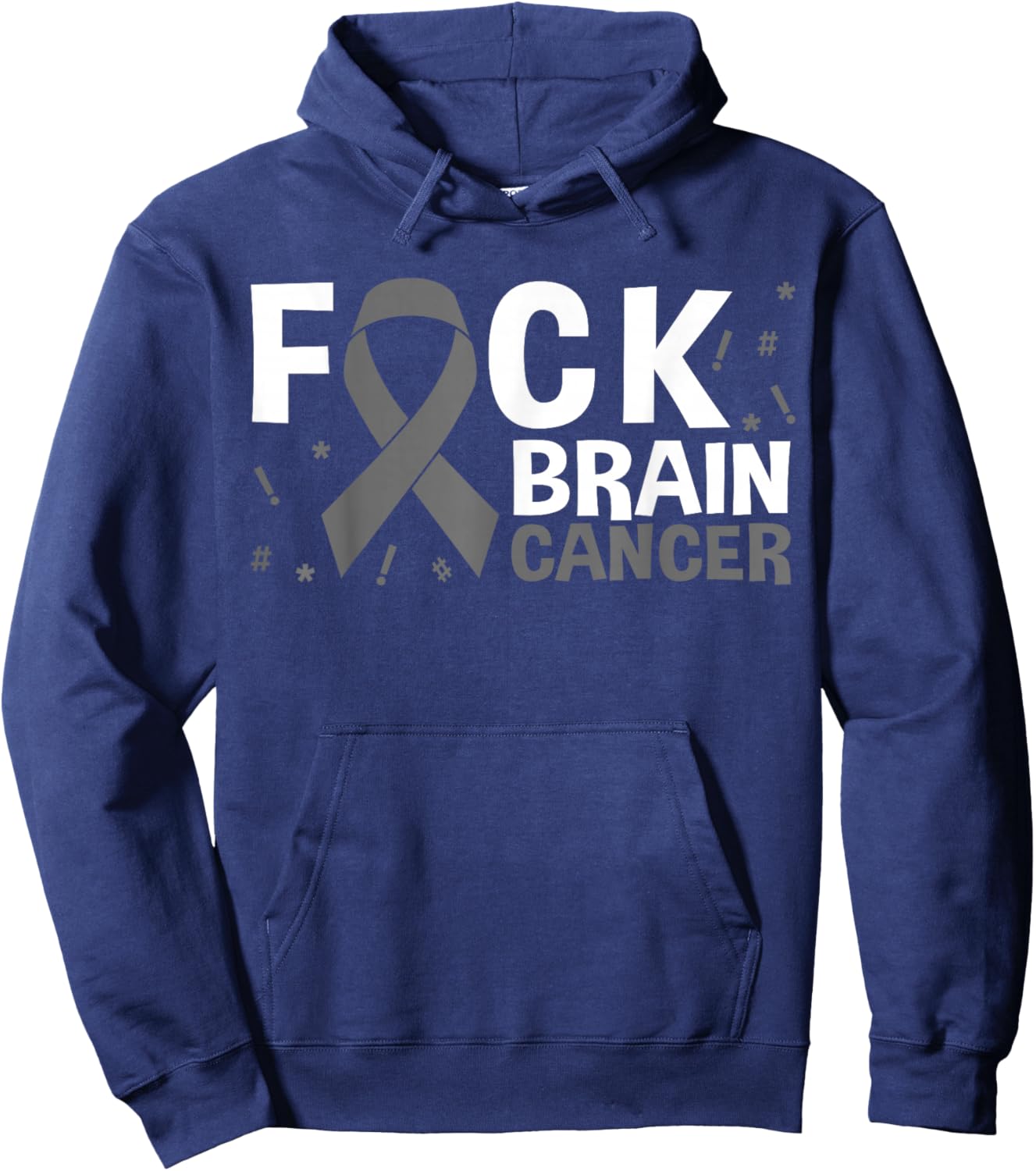 Fuck Brain Cancer Brain Tumor Gray Ribbon Hoodie - Hoodie | Navy