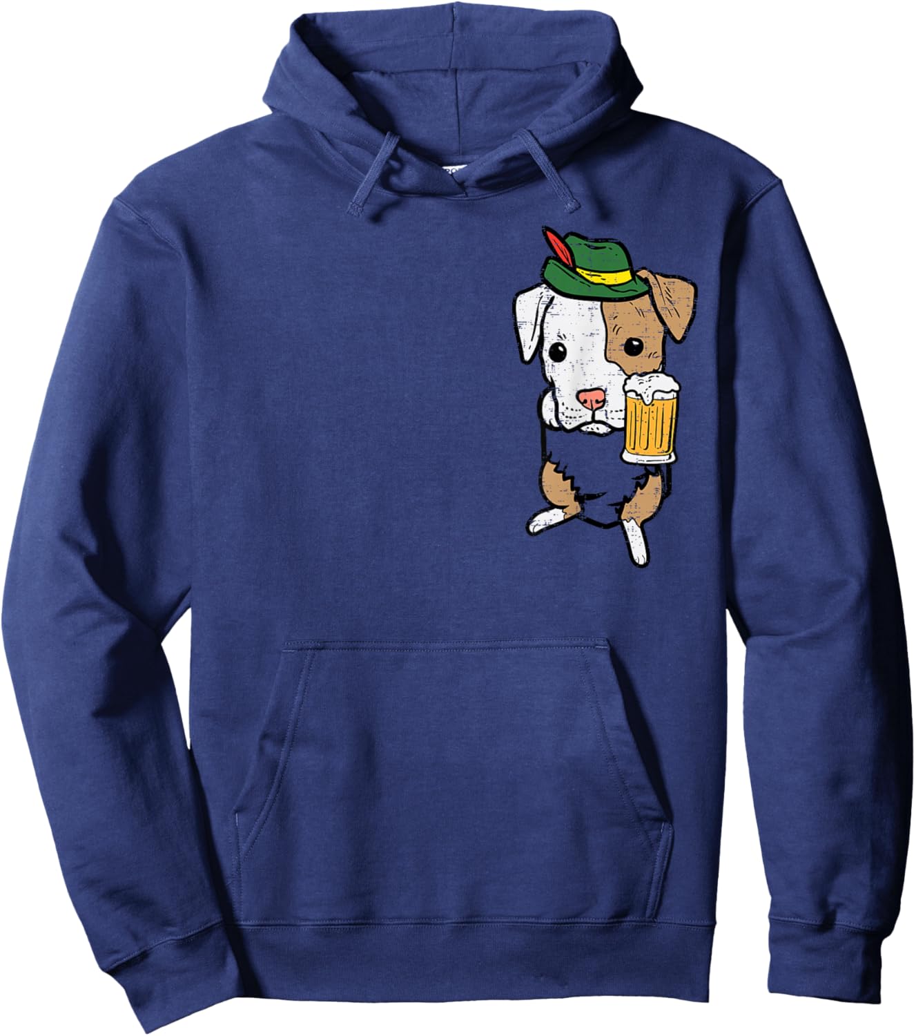 Pocket German Pitbull Oktoberfest Bavarian Pittie Dog Pit Hoodie - Hoodie | Navy