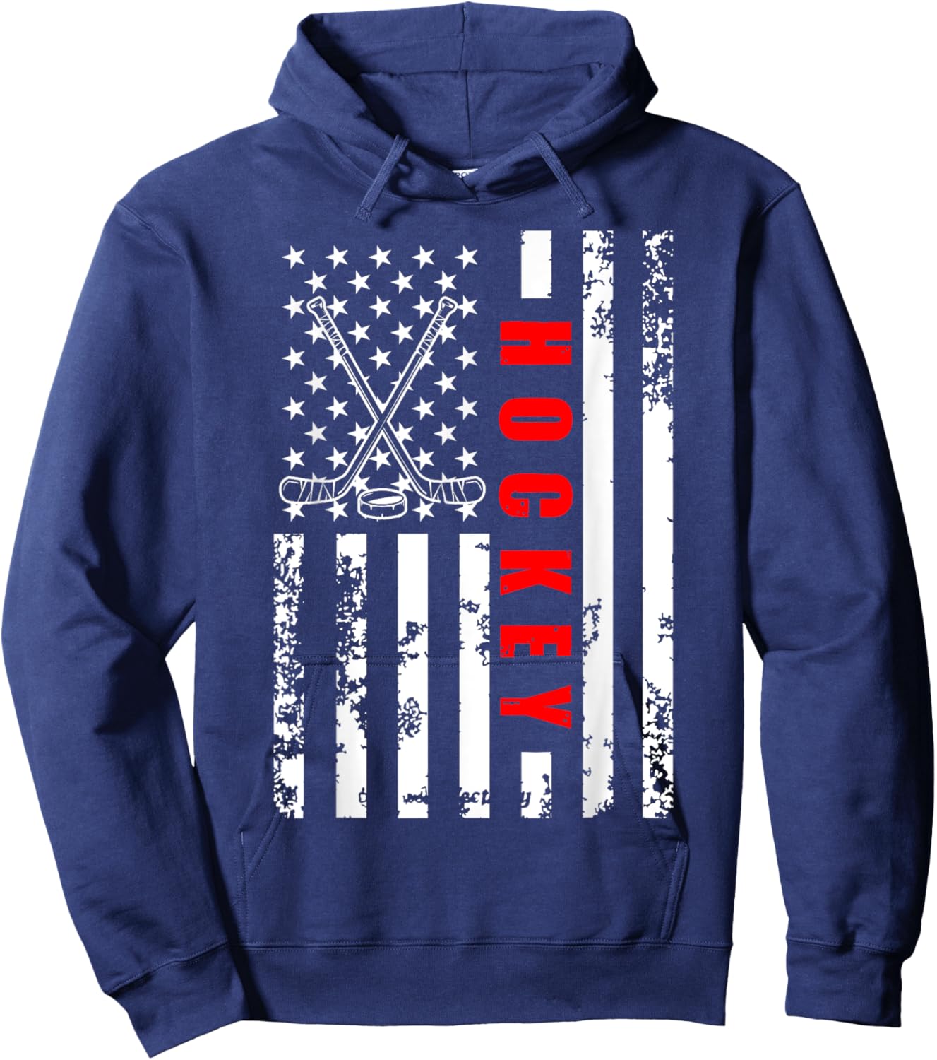 US American Flag Hockey Patriotic women kids Hockey Hoodie - Hoodie | Navy