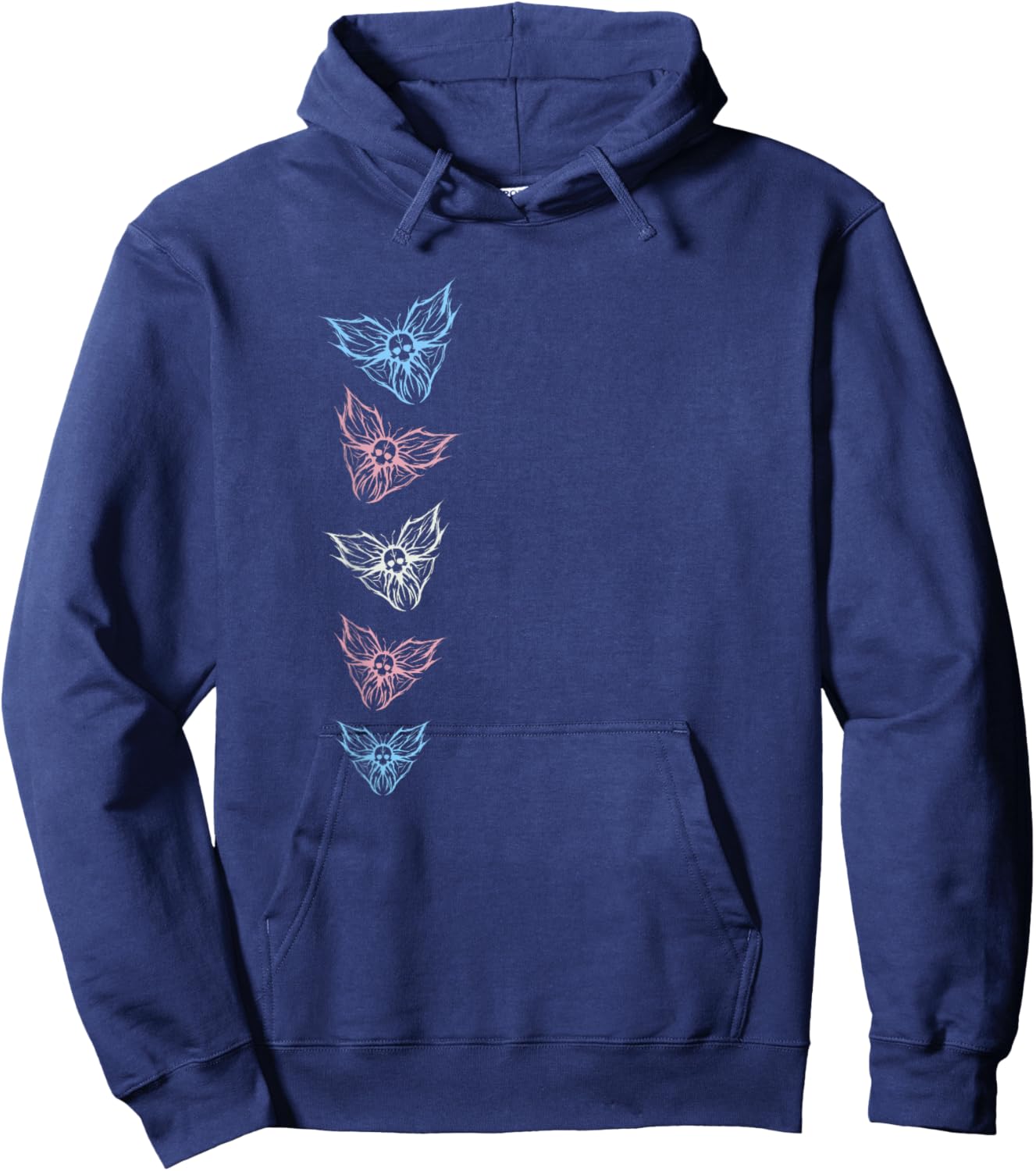 Subtle Transgender FTM MTF Goth Butterfly, Trans Pride Flag Hoodie - Hoodie | Navy