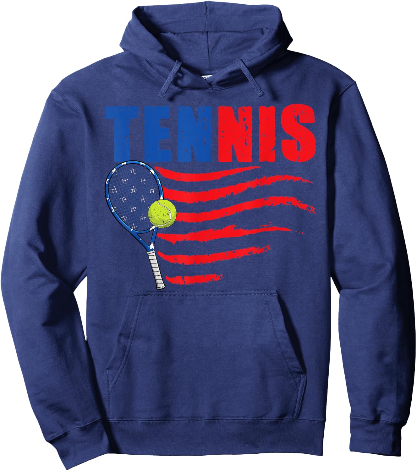 Retro Tennis Lover USA American Flag 4th Of July Hoodie - Hoodie | Navy