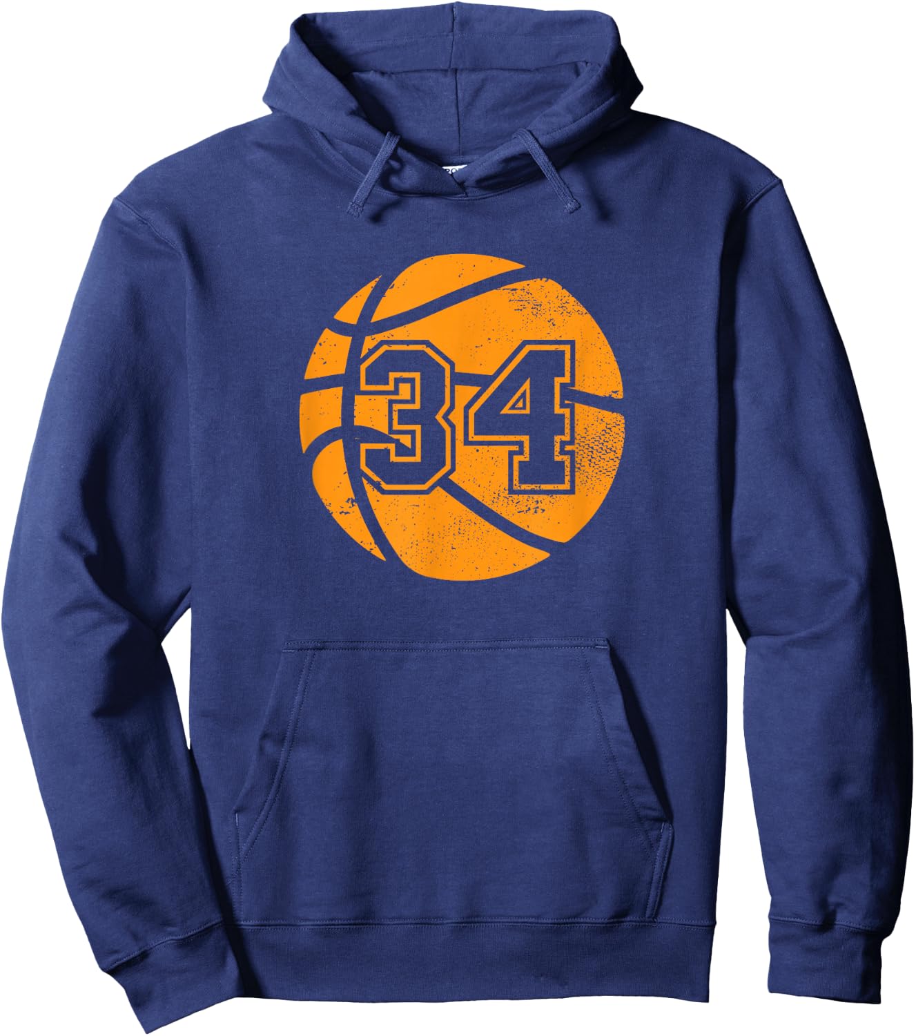 Basketball Player #34 Basketball Mom Dad Jersey Number 34 Hoodie - Hoodie | Navy
