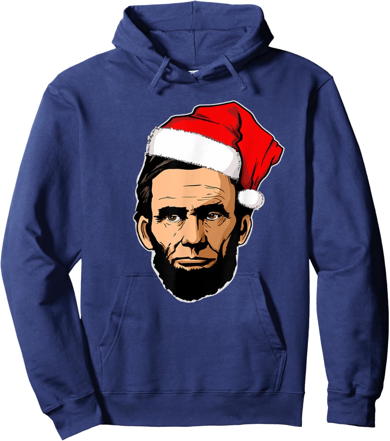 Abe Lincoln with Santa Hat Abraham Lincoln Christmas Hoodie - Hoodie | Navy