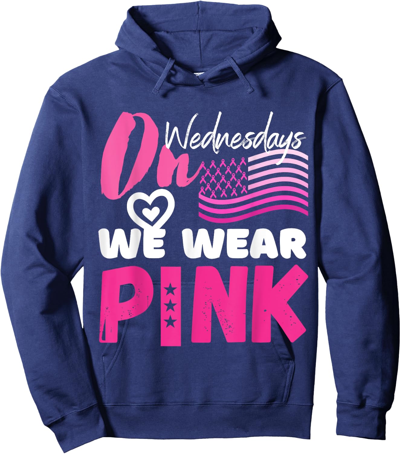 On Wednesday We Wear Pink Breast Cancer Awareness In October Hoodie - Hoodie | Navy