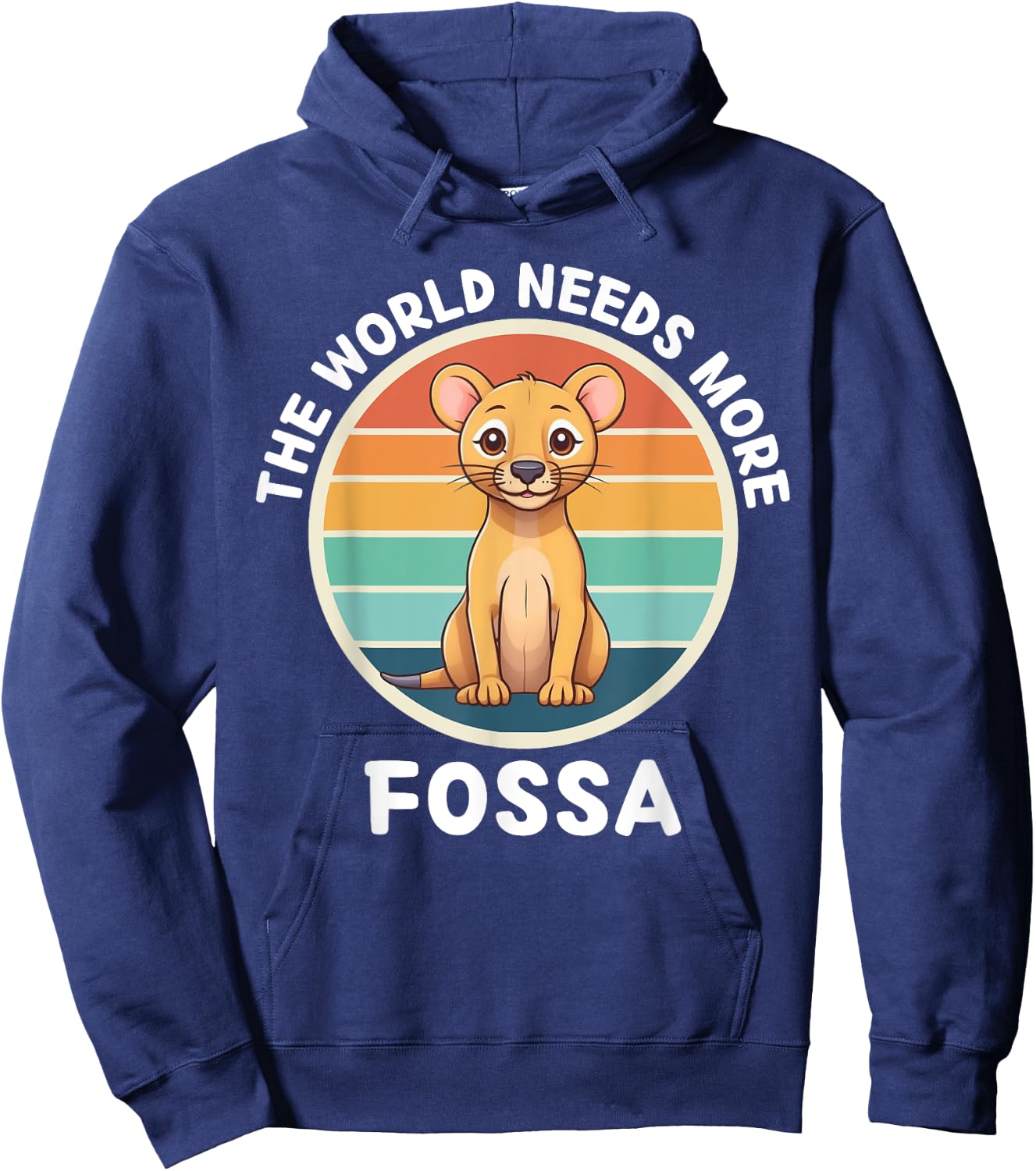 Vintage The World Needs More Fossa Retro Fossa Lover Hoodie - Hoodie | Navy