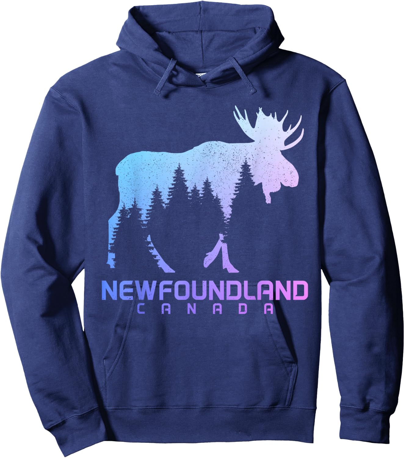 Newfoundland Canada Vintage Moose Souvenir Hoodie - Hoodie | Navy