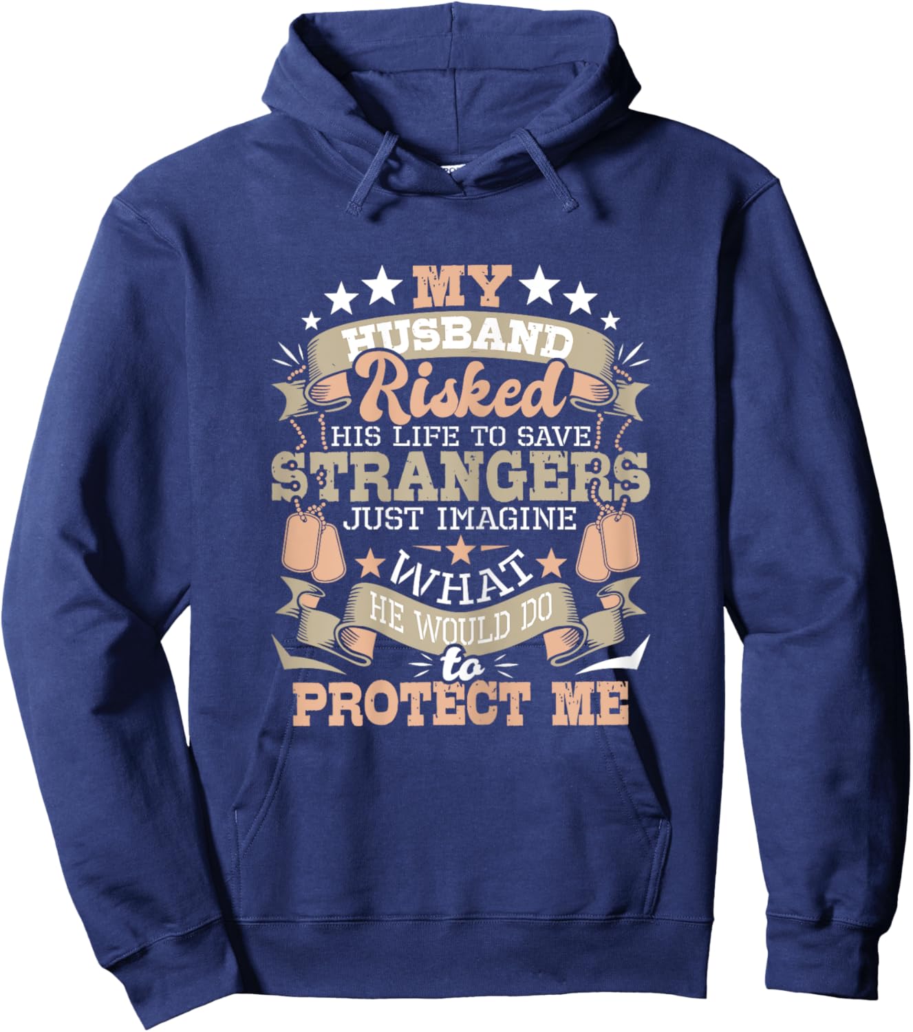 My Husband Risked His Life - US Army Veteran Wife Hoodie - Hoodie | Navy