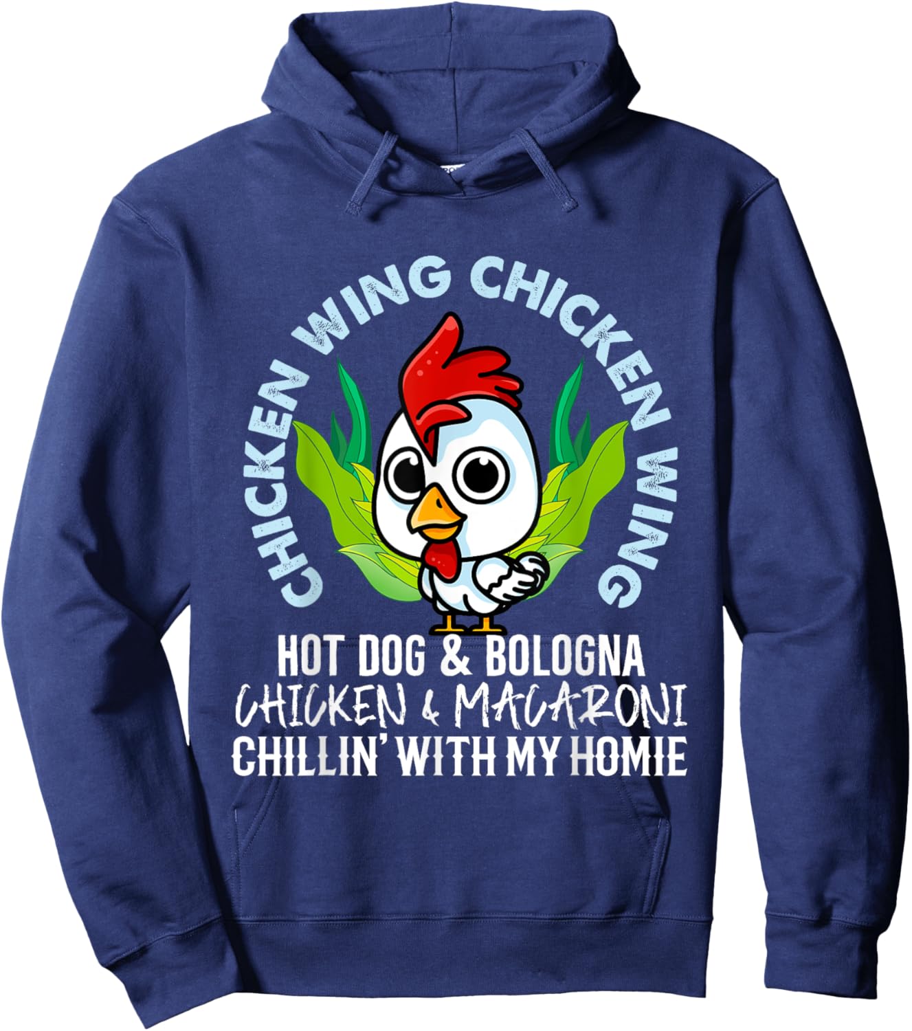 Chicken Wing Chicken Wing Hot Dog Bologna Macaroni Women Kids Hoodie - Hoodie | Navy