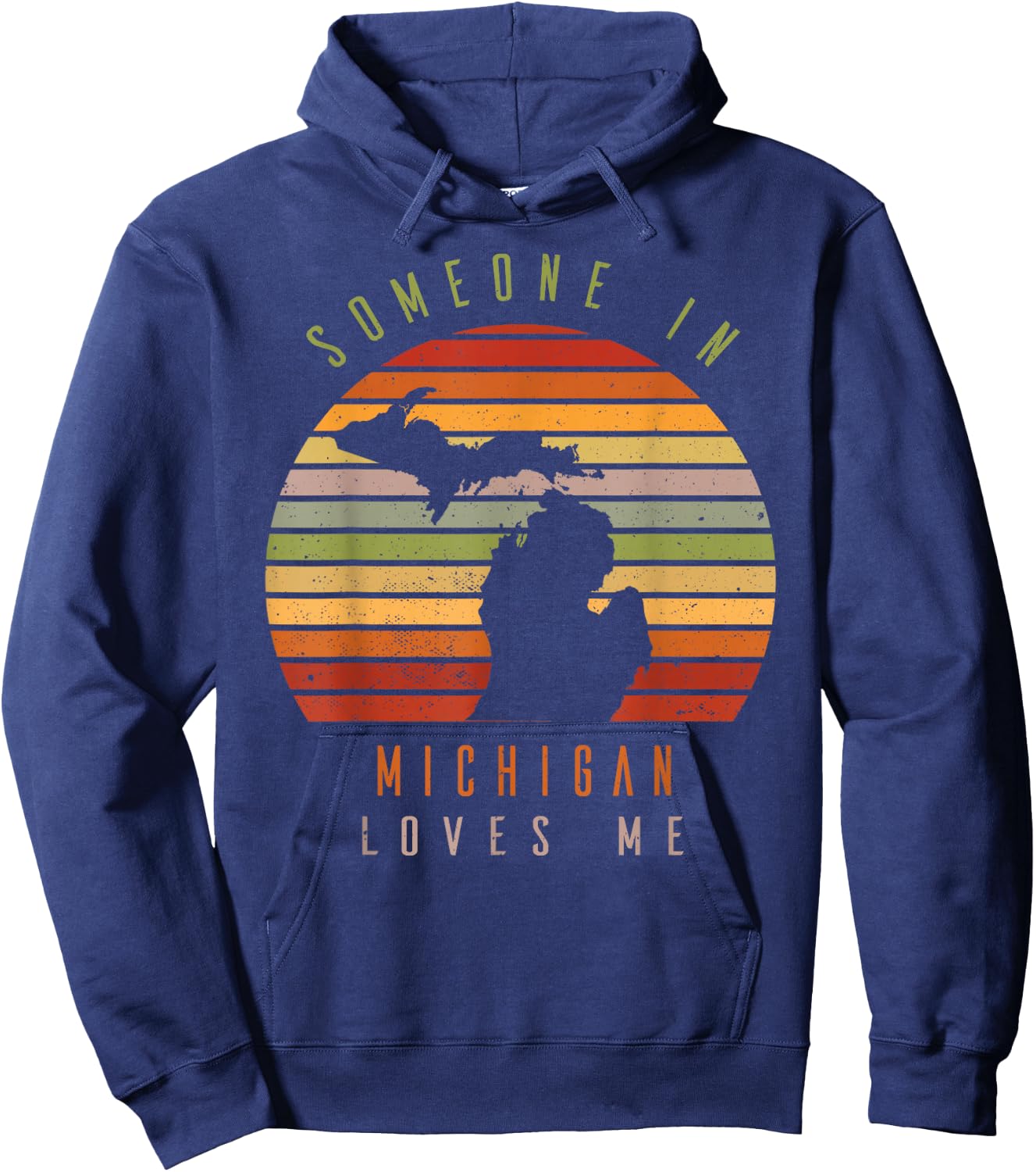 Someone In Michigan Loves Me Vintage State Retro Hoodie - Hoodie | Navy