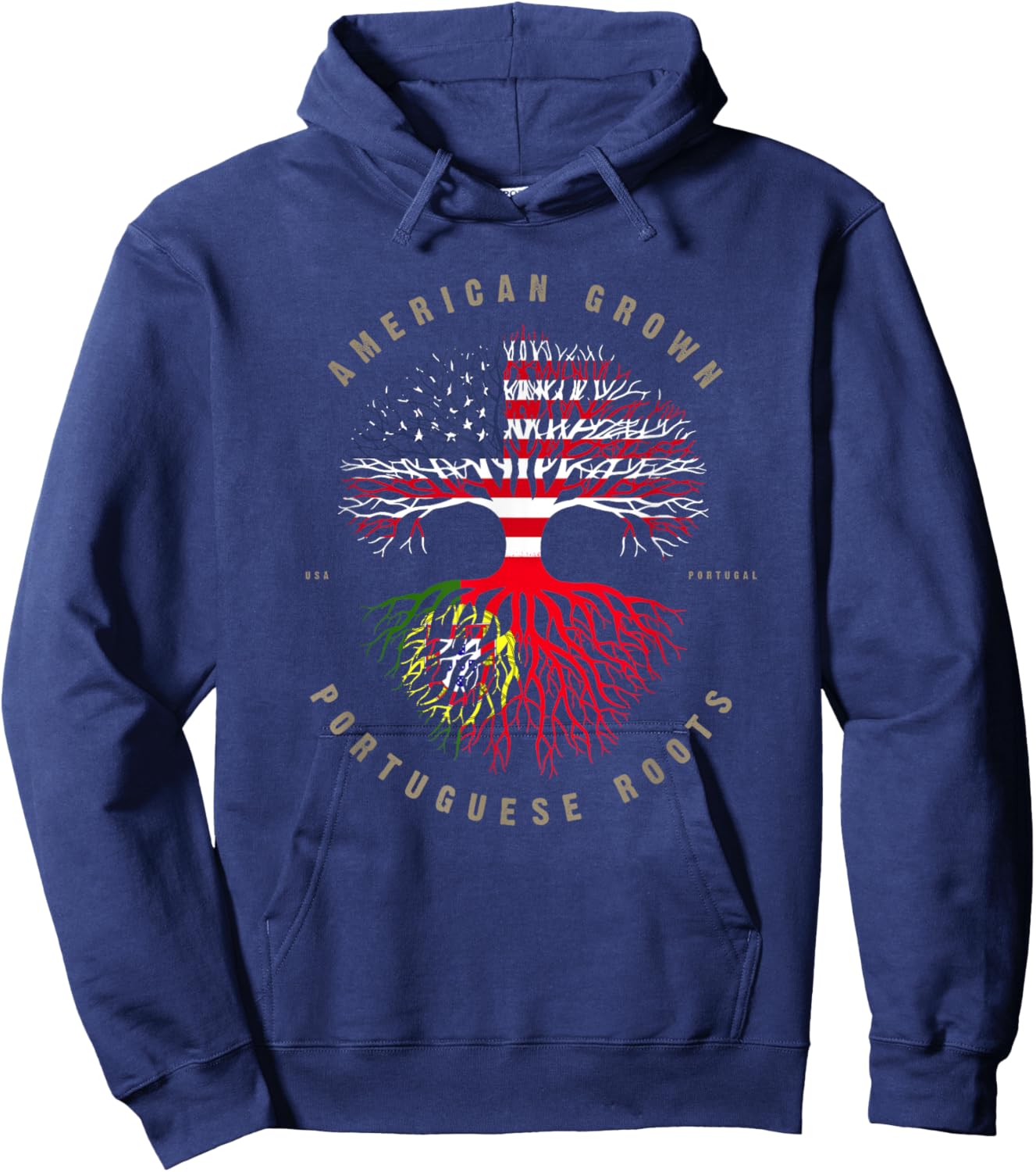 American Grown Portuguese Roots Portugal Flag Hoodie - Hoodie | Navy