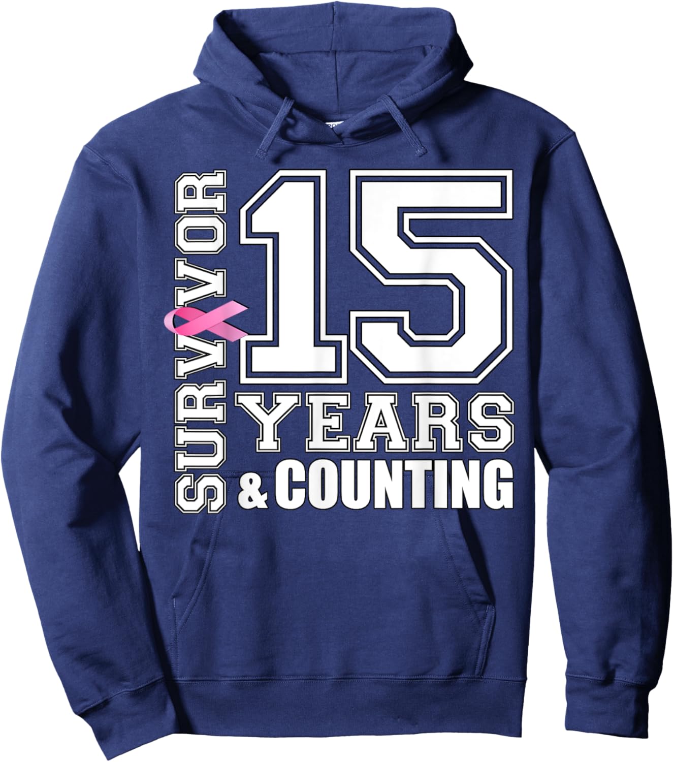 15 Years Breast Cancer Survivor Pink Ribbon Gifts Hoodie - Hoodie | Navy