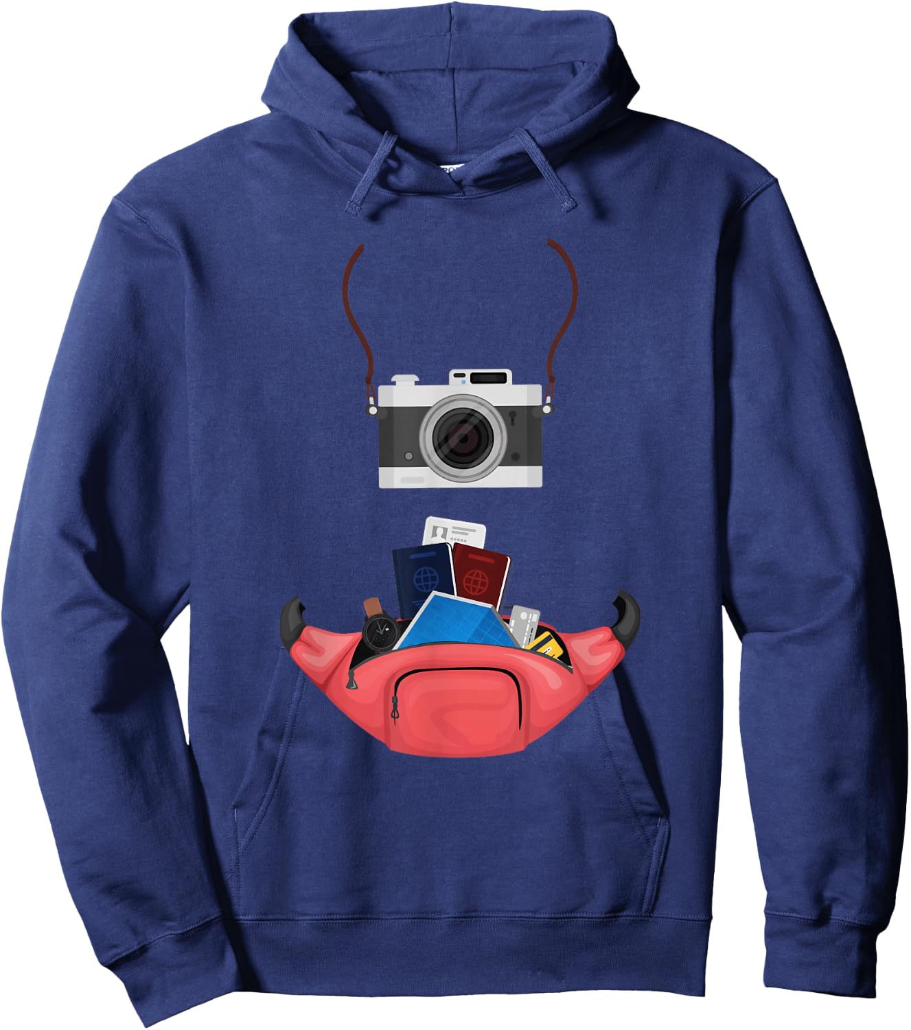 Tourist Spirit Day Camera Passport Map and Camera Tourism Hoodie - Hoodie | Navy