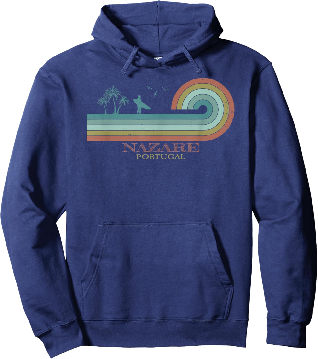 Nazare Surfer I Portugal Retro I Surfing I Nazare Surf Hoodie - Hoodie | Navy