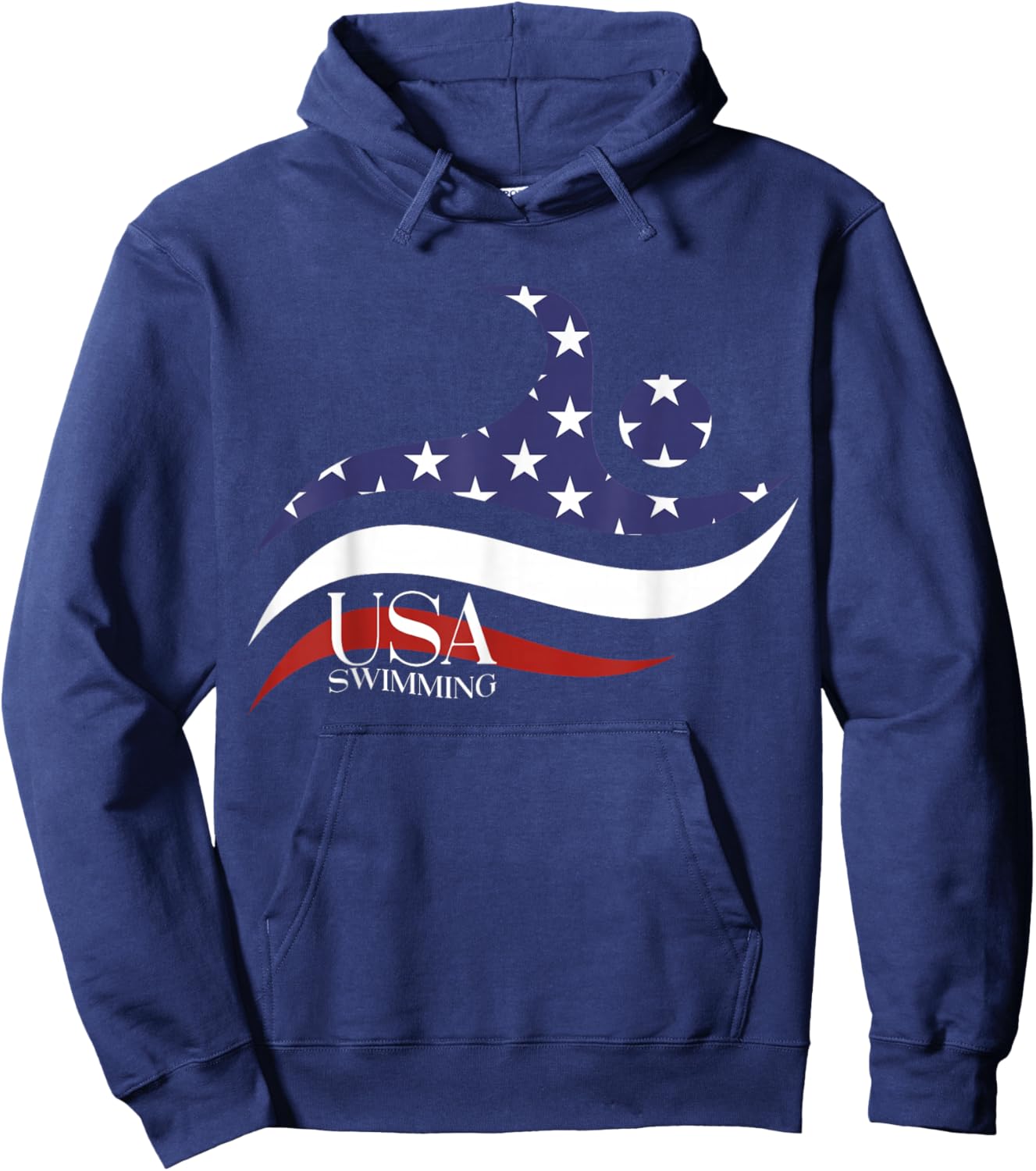 Patriotic American Flag Swimming USA Gift, Swim Team Hoodie - Hoodie | Navy