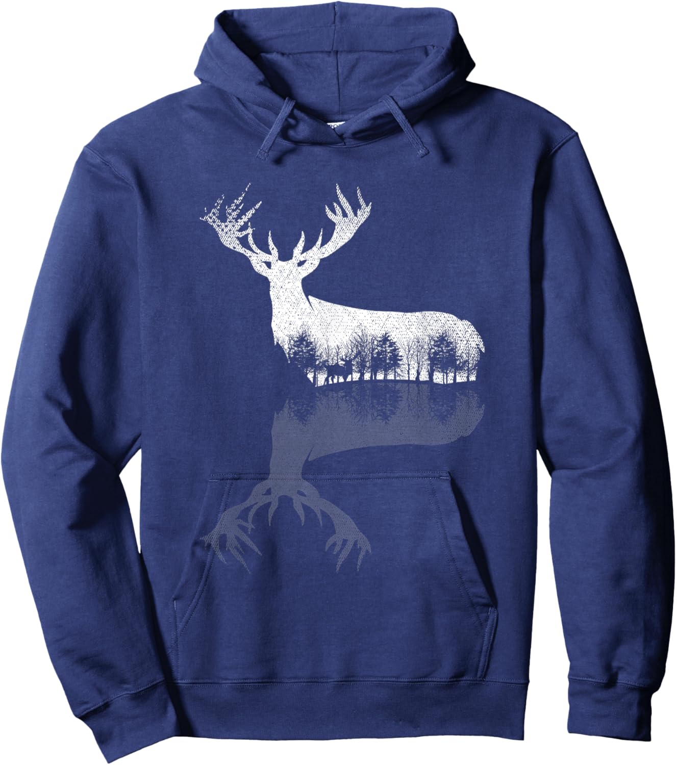 Animal Outdoor Trees Nature Forest Wildlife Reflection Deer Hoodie - Hoodie | Navy