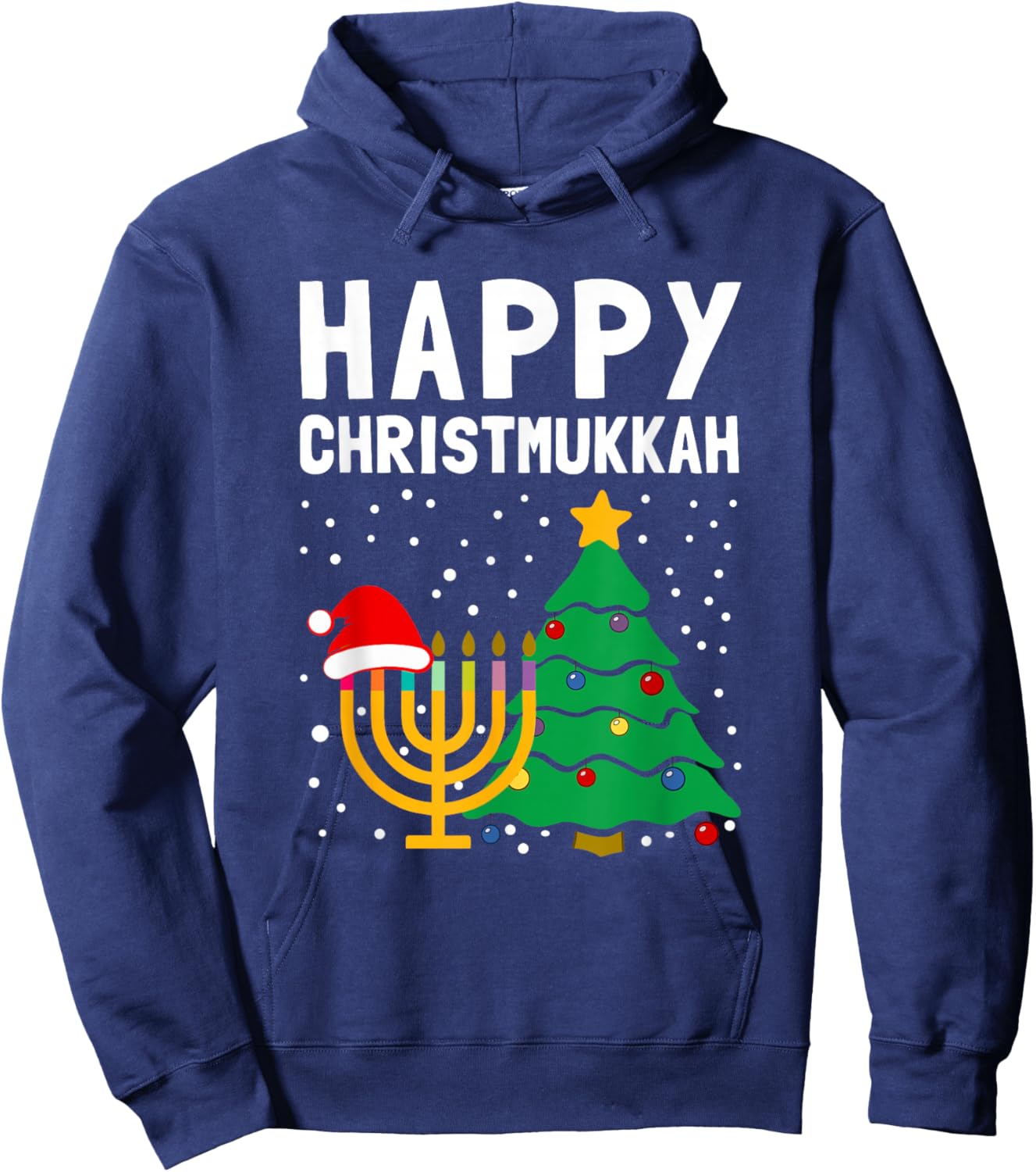 Happy Christmukkah Jewish Christmas Hanukkah Chanukah Gift Hoodie - Hoodie | Navy