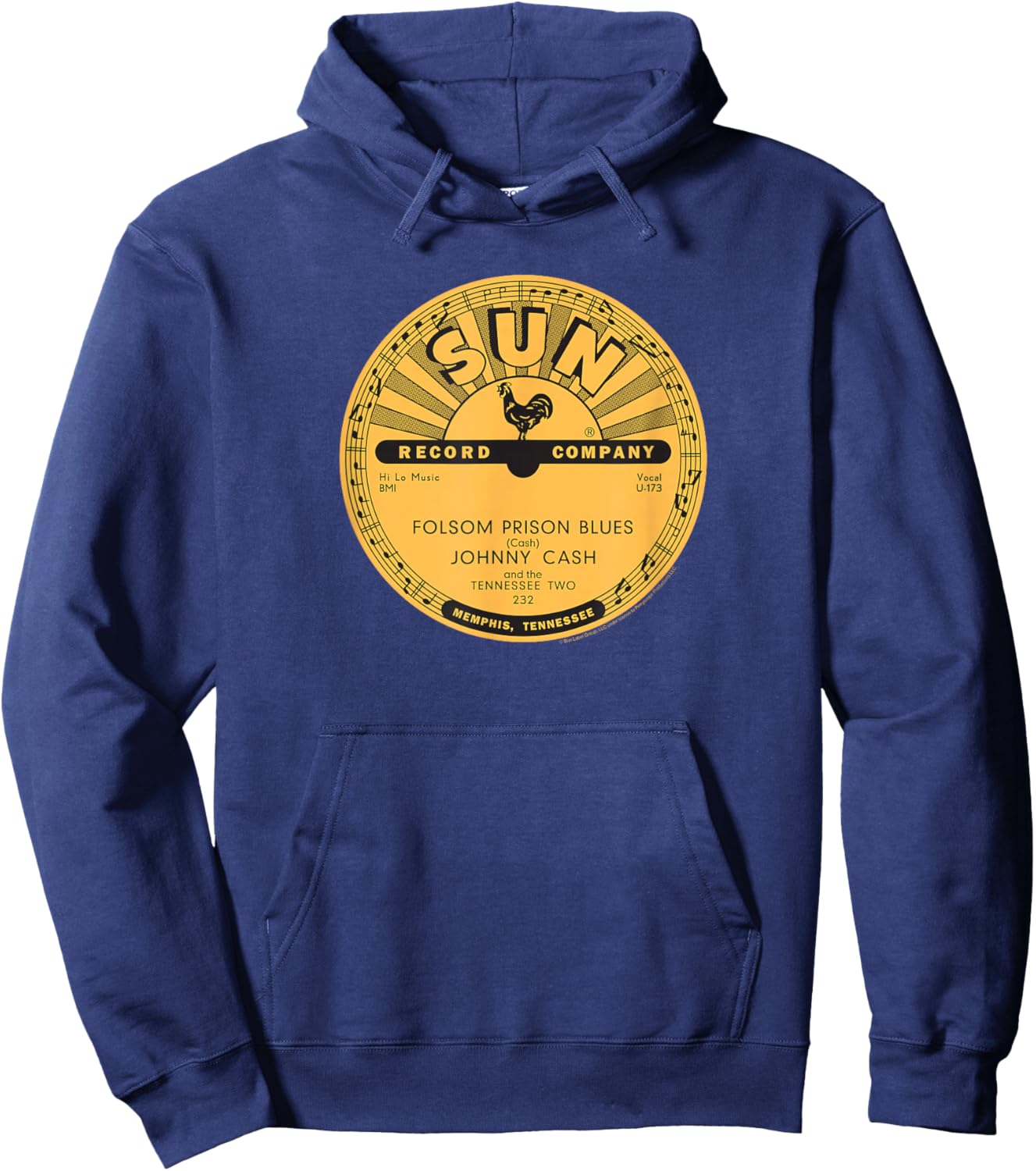 Sun Records Vinyl Johnny Cash Folsom Prison Blues Hoodie - Hoodie | Navy
