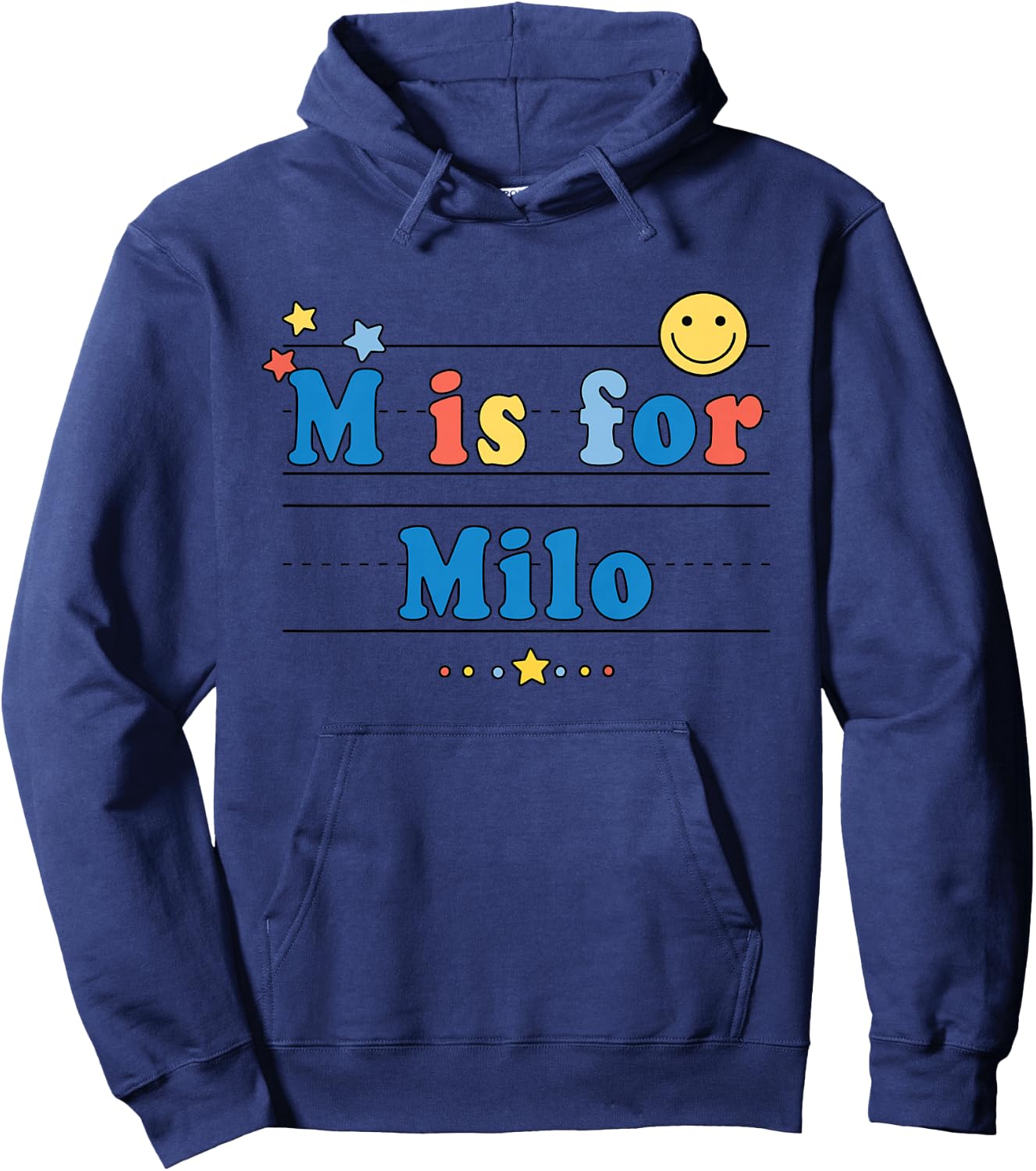 Kids Milo Name Shirt Alphabet M is for Milo Hoodie - Hoodie | Navy