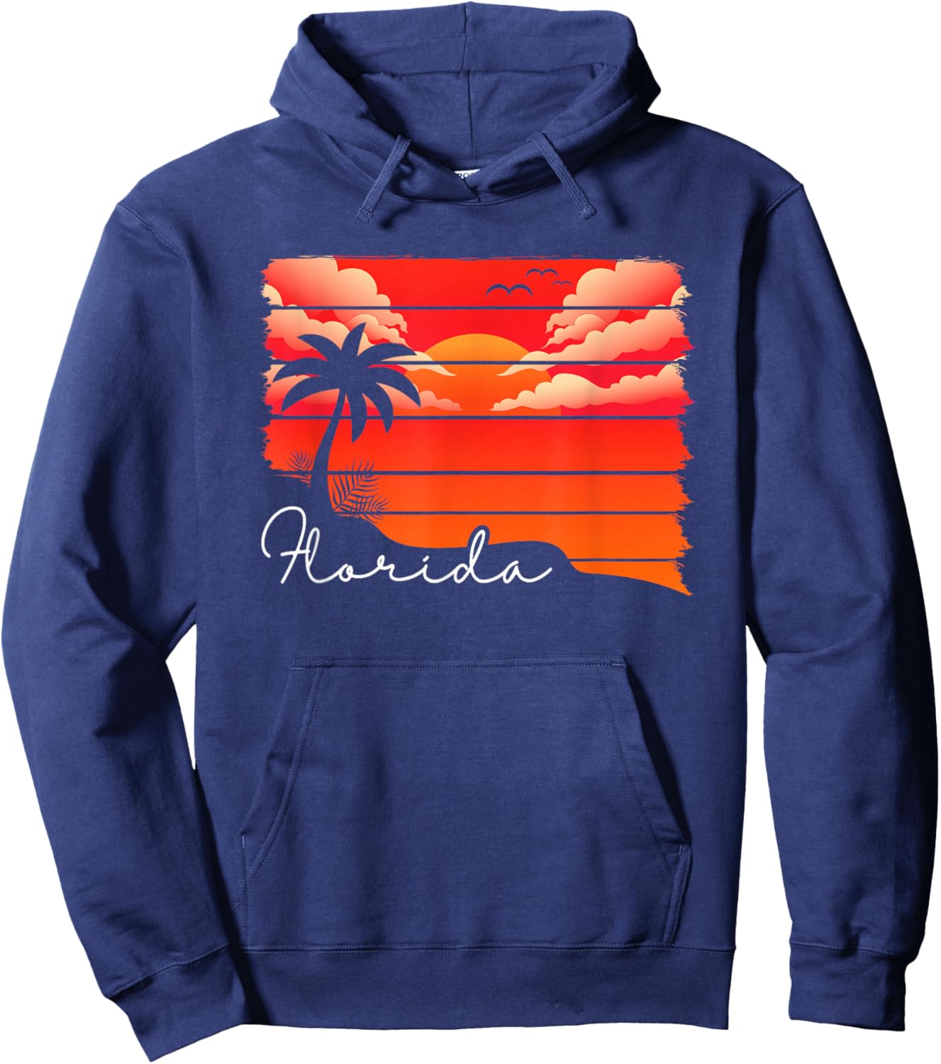 Tropical Summer South Beach Miami Palm Trees Retro Florida Hoodie - Hoodie | Navy