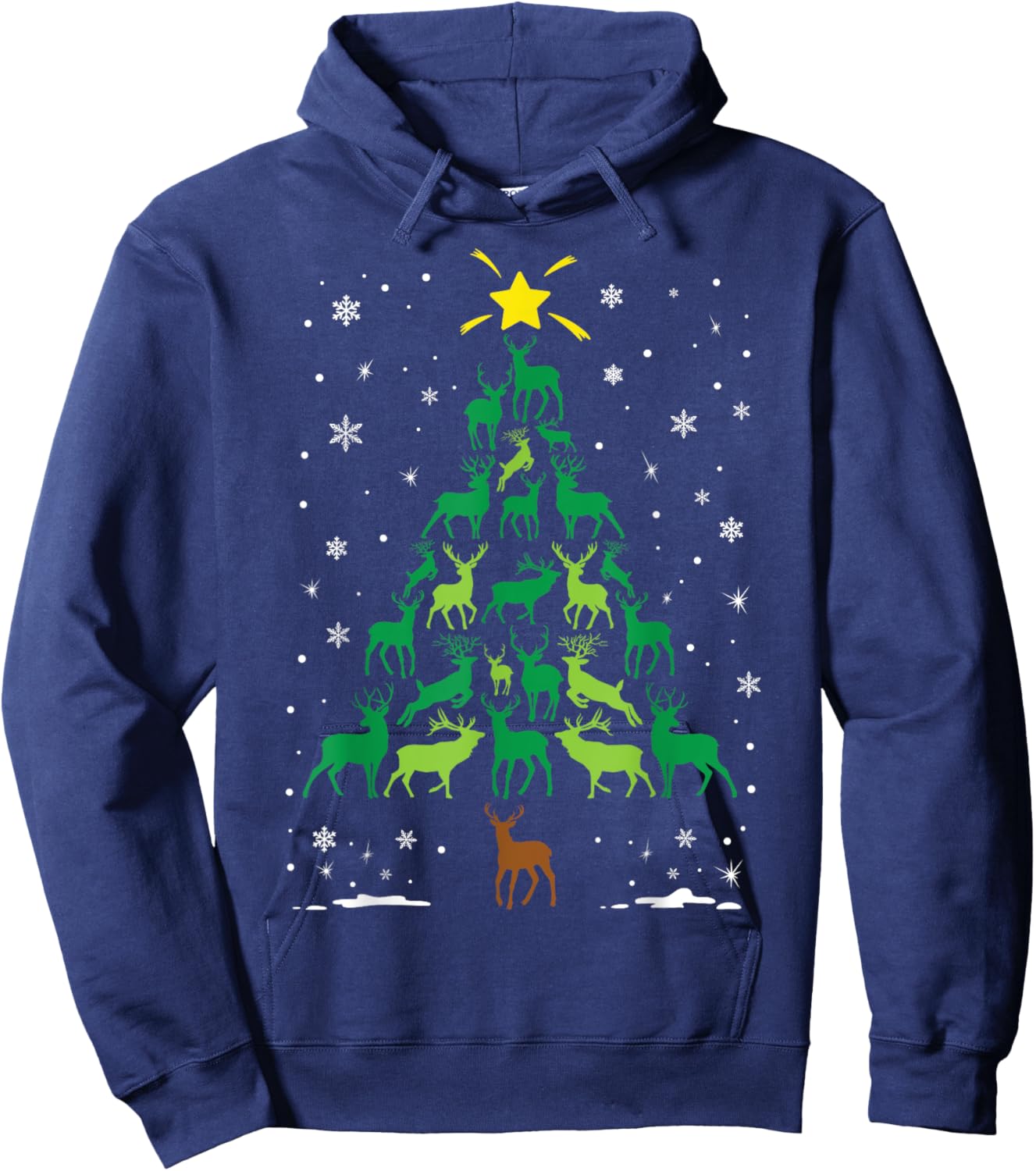 Deer Buck Hunting Holiday Family Matching Christmas Tree Hoodie - Hoodie | Navy