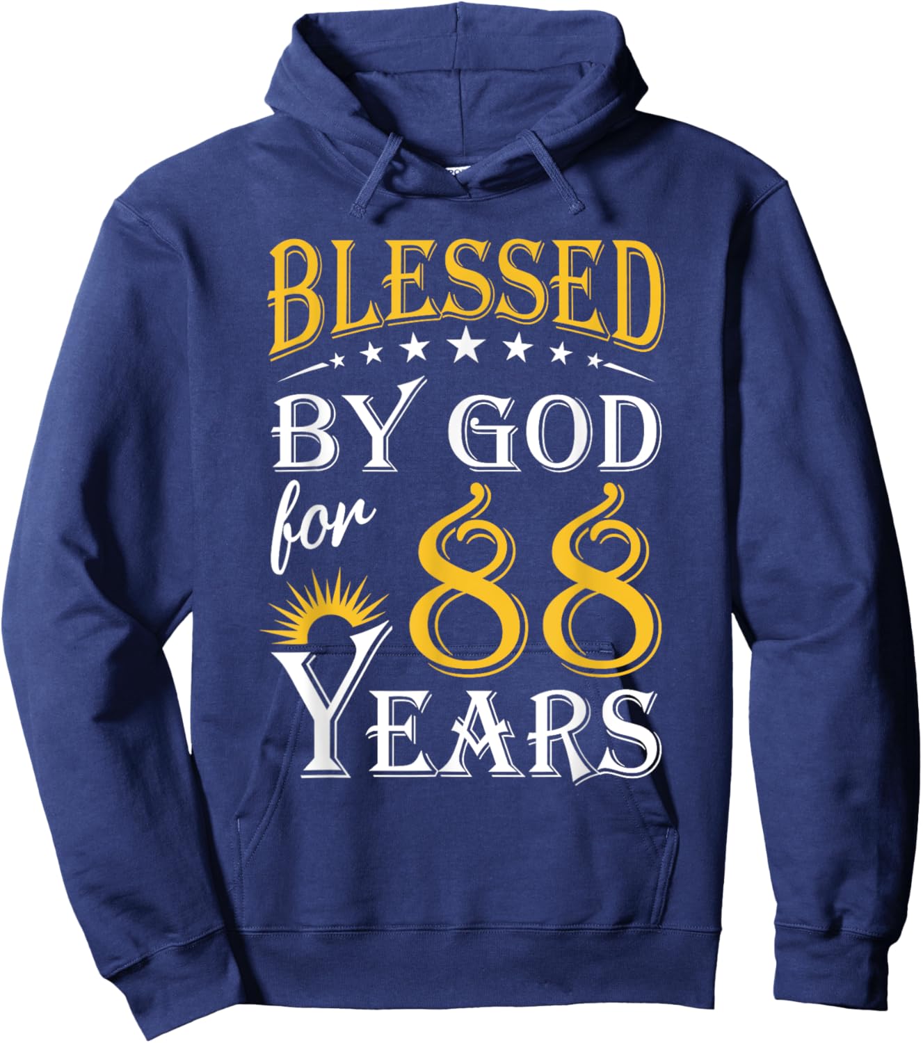 Vintage Blessed by God for 88 years Happy 88th Birthday Hoodie - Hoodie | Navy