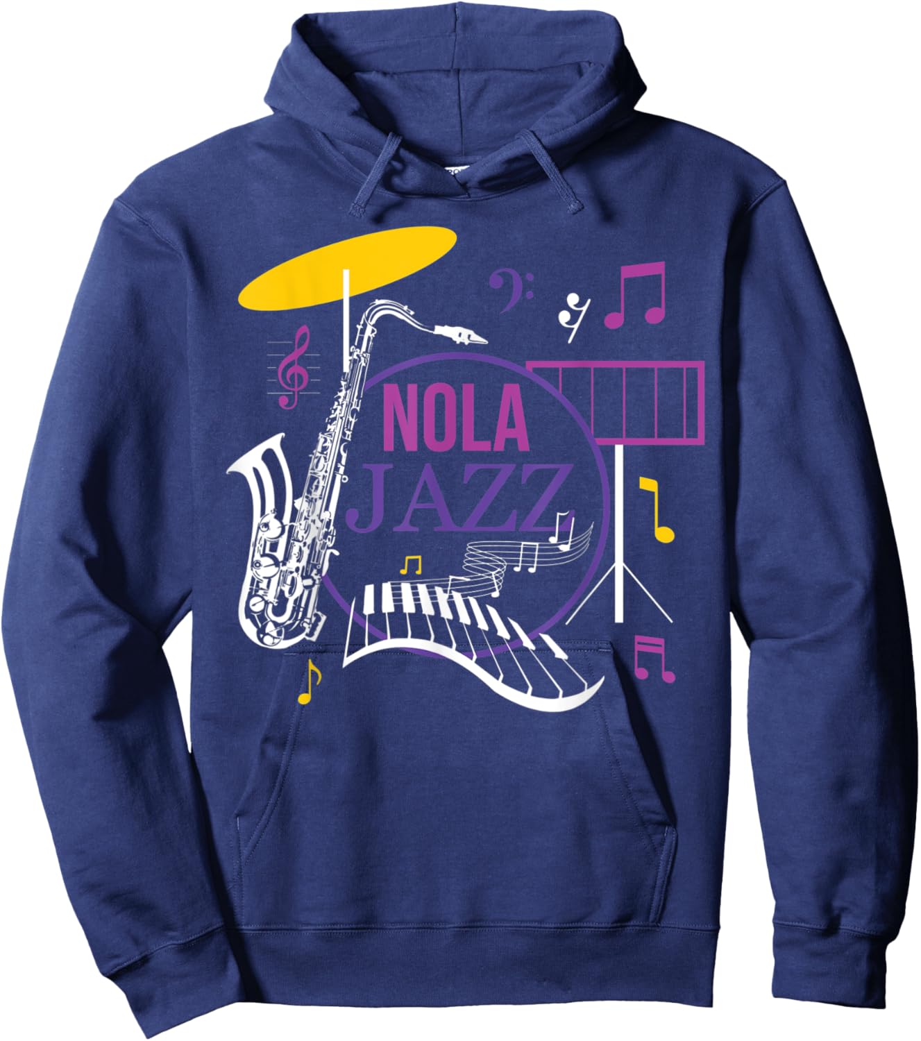 Vintage Jazz Music NOLA Jazz Festival Novelty Souvenir Hoodie - Hoodie | Navy
