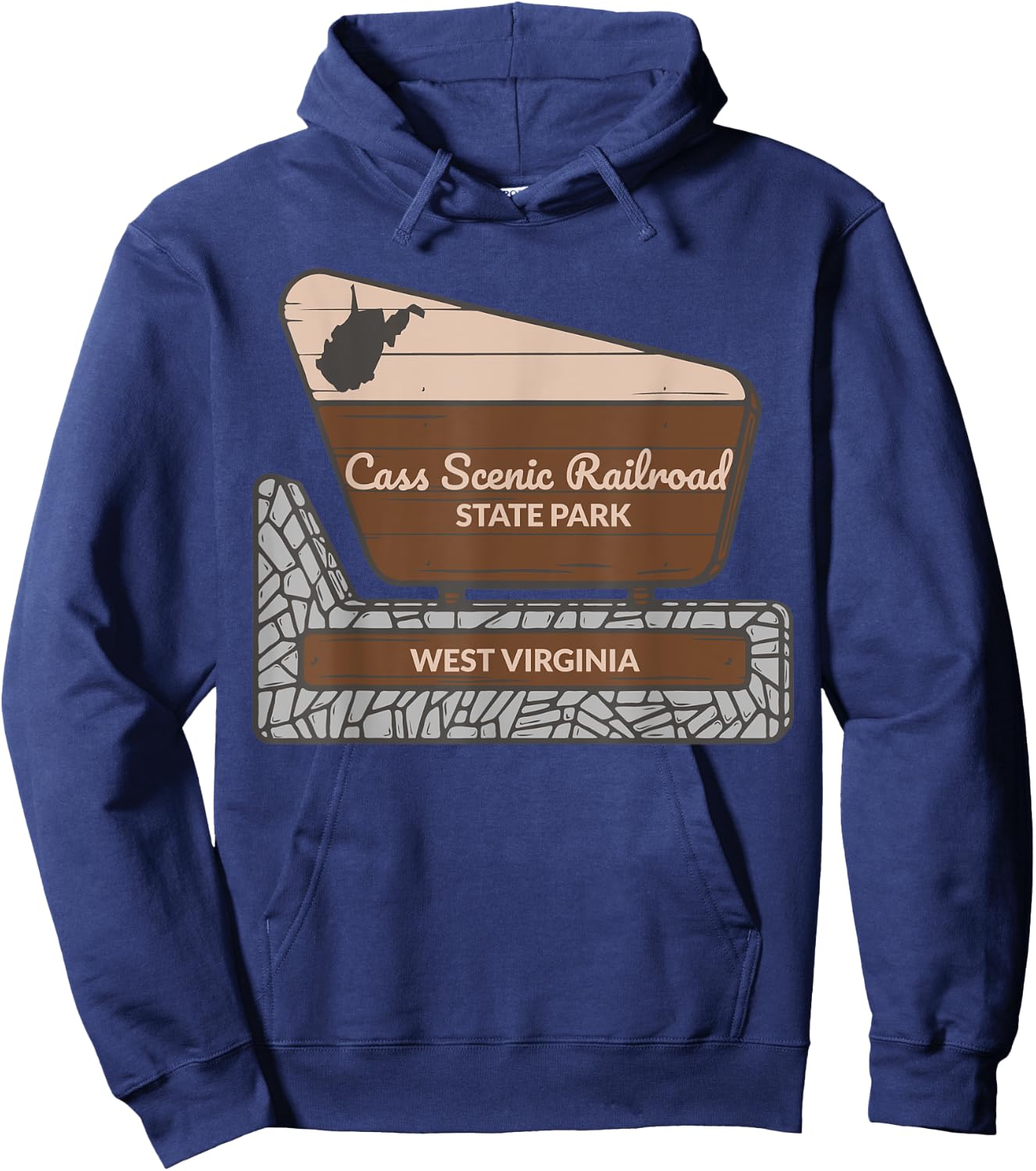Cass Scenic Railroad State Park West Virginia Welcome Sign Hoodie - Hoodie | Navy
