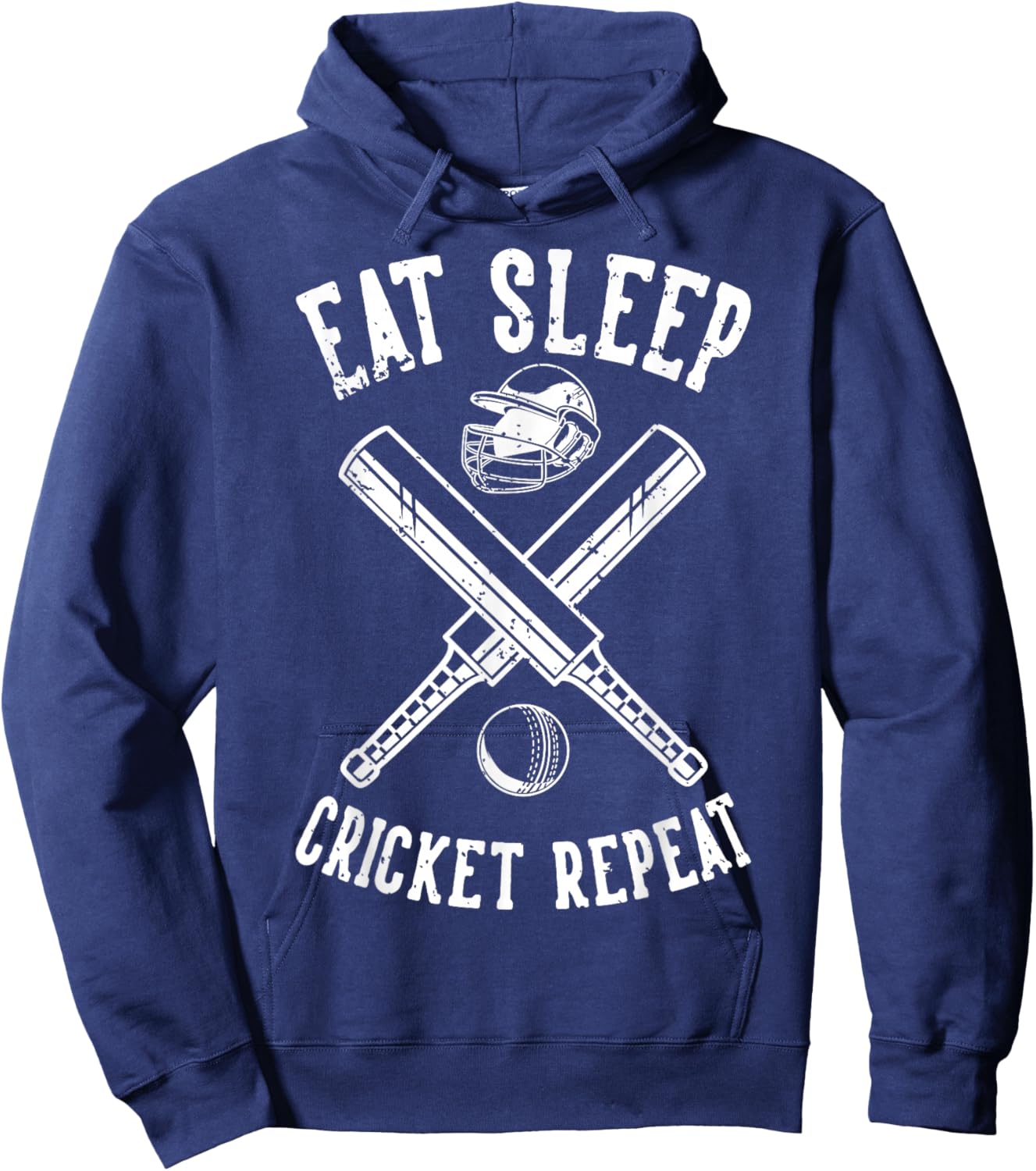 Eat Sleep Cricket Repeat | Bat Cricket Hoodie - Hoodie | Navy