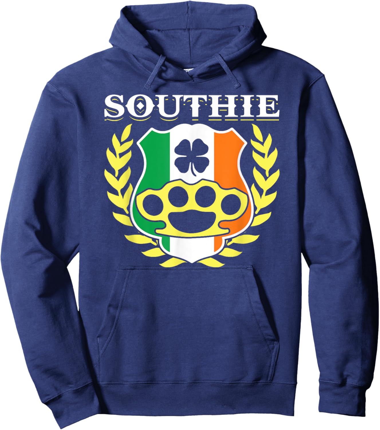 Southie Irish Flag Celebration St Patricks Day Cool Novelty Hoodie - Hoodie | Navy
