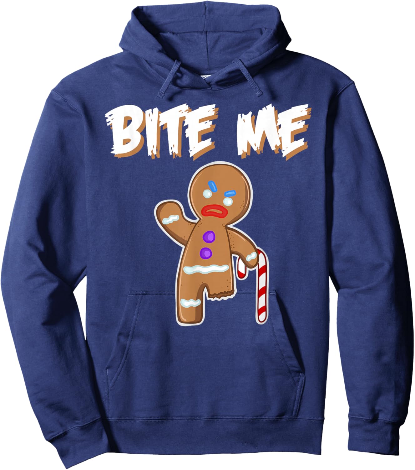 Bite Me angry gingerbread man Bite Me Hoodie - Hoodie | Navy