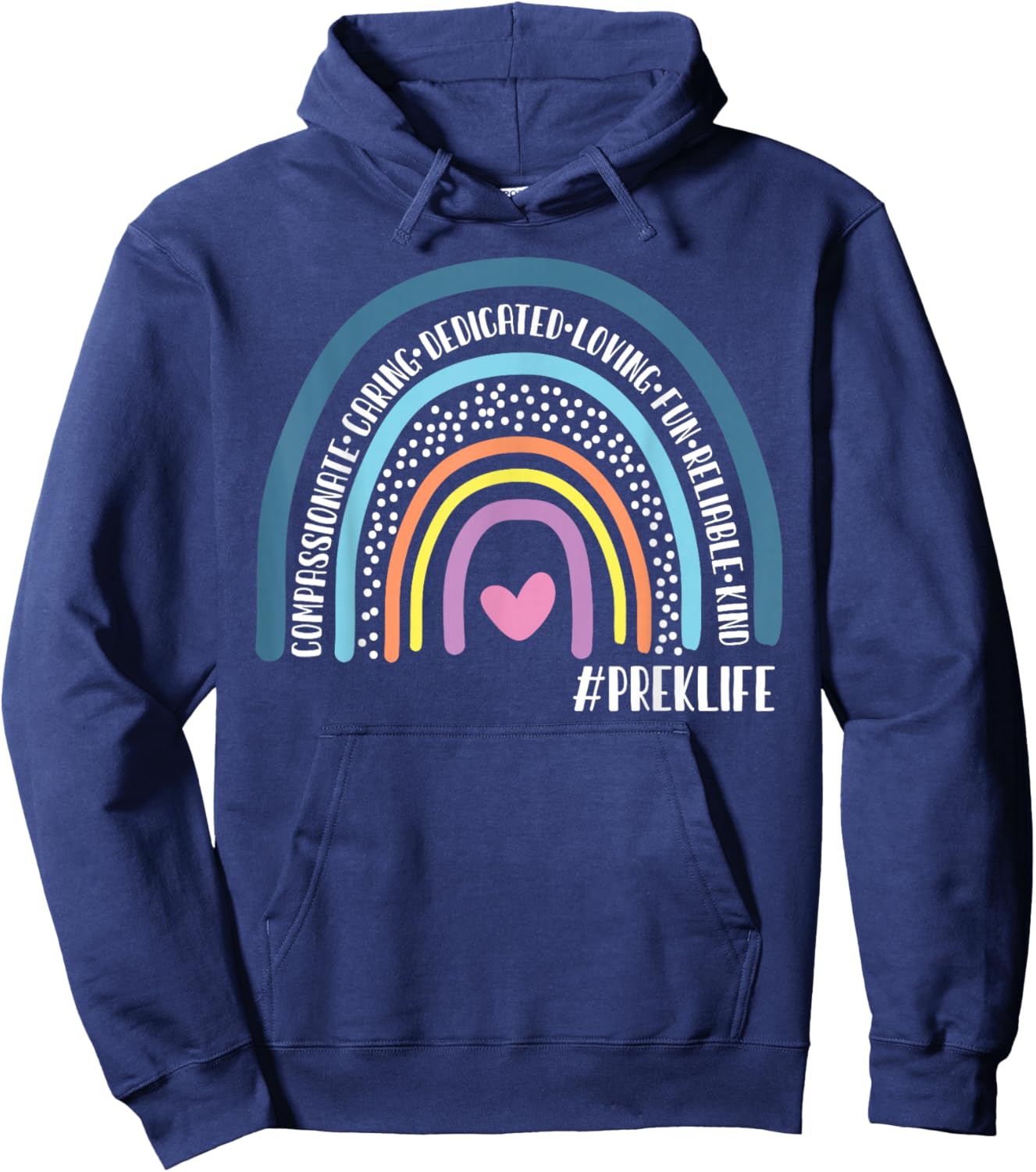 Pre-K Teacher Cute Rainbow Hoodie - Hoodie | Navy
