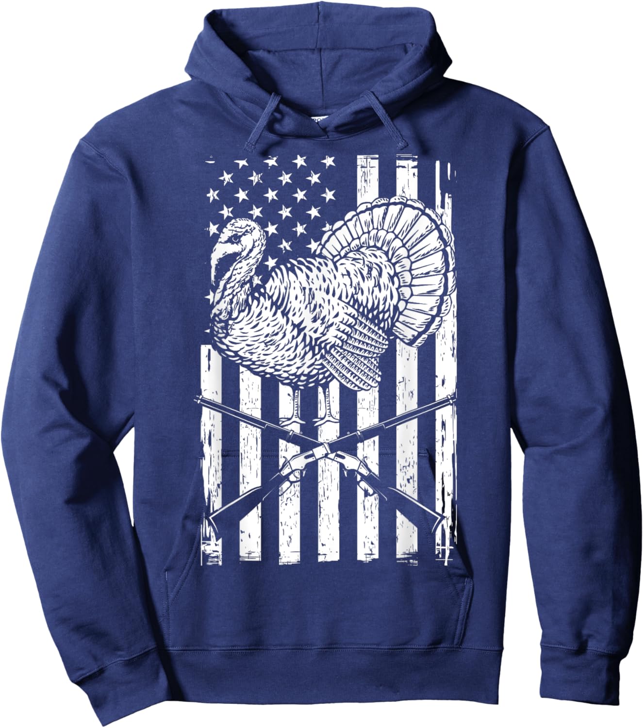 Turkey Hunting American Flag Independence Day Men Hoodie - Hoodie | Navy