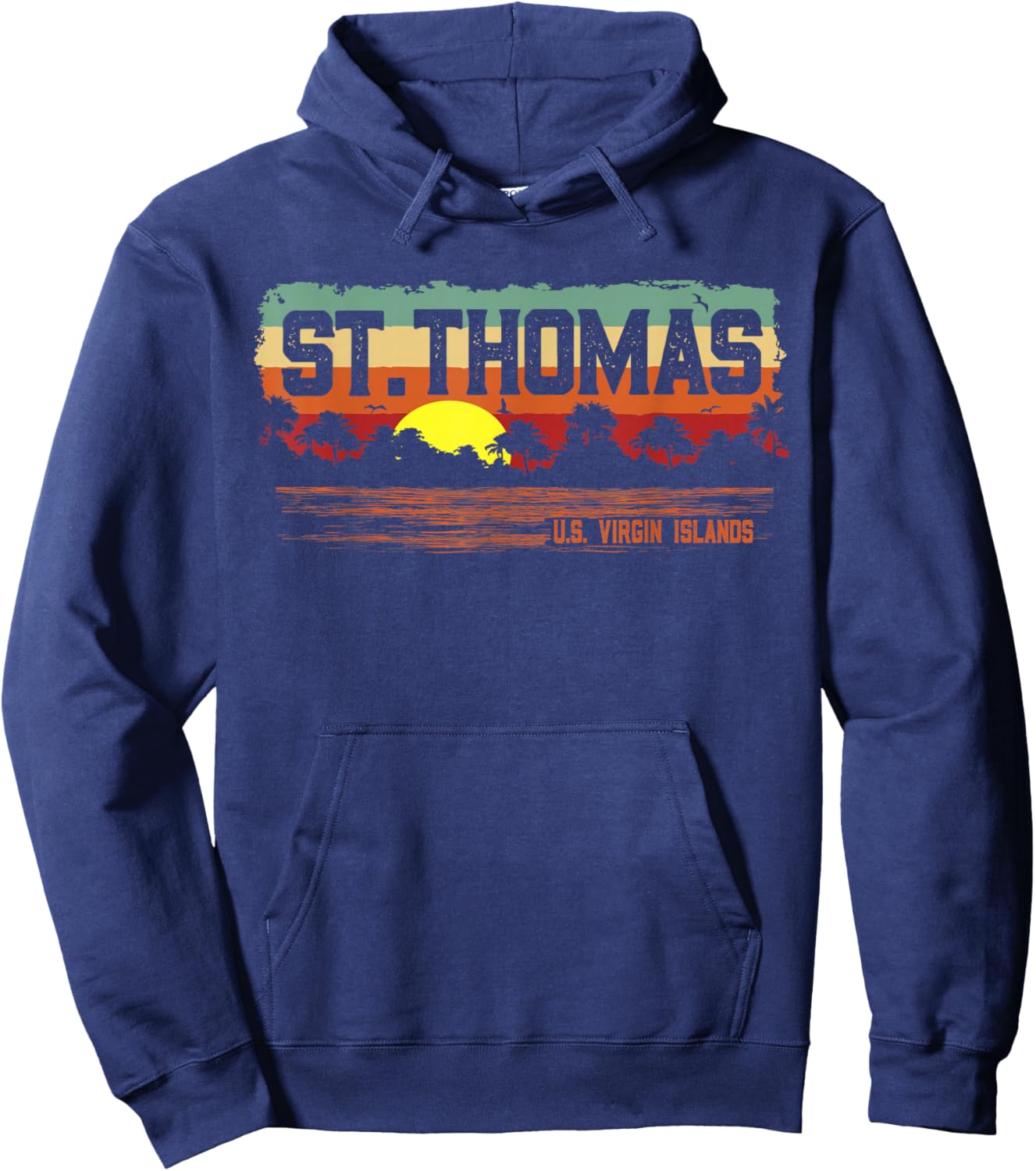 Vintage Sunset St. Thomas USVI Hoodie - Hoodie | Navy