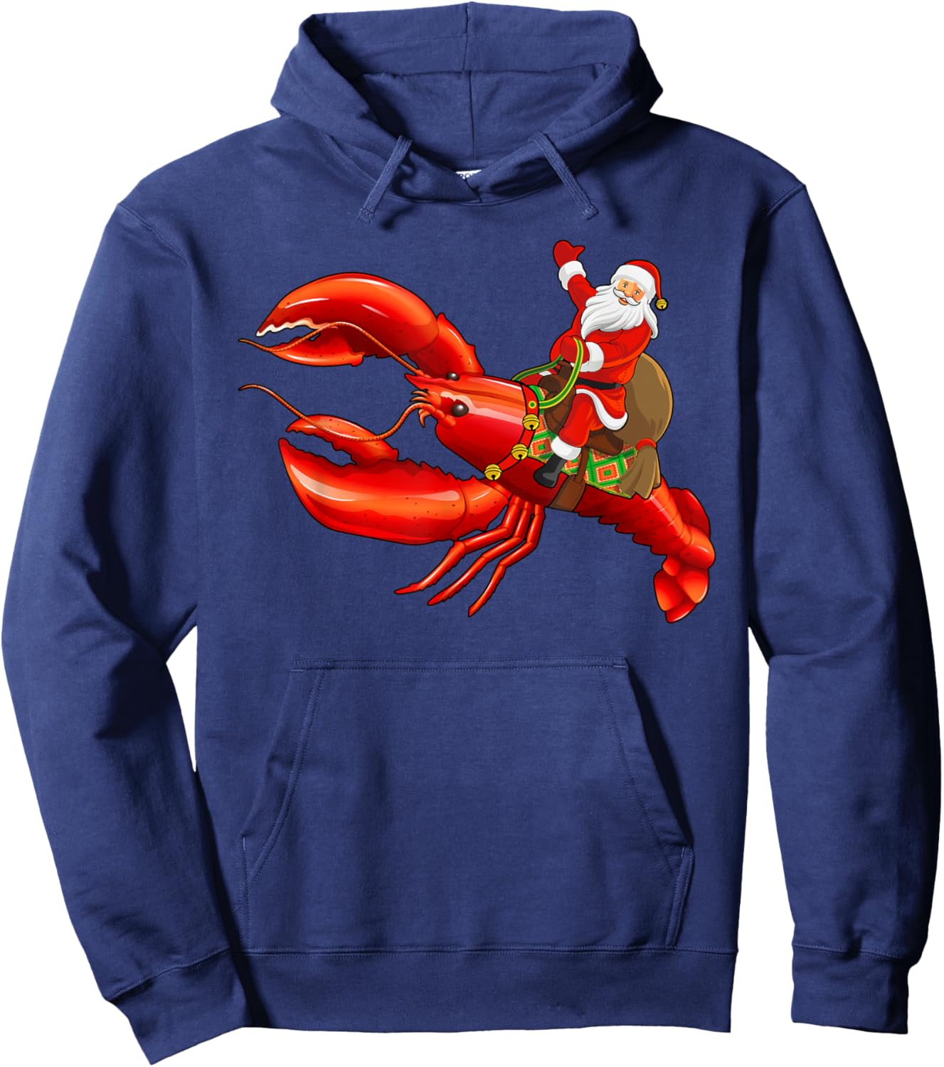 Funny Lobster Lover Santa Riding Lobster Christmas Hoodie - Hoodie | Navy