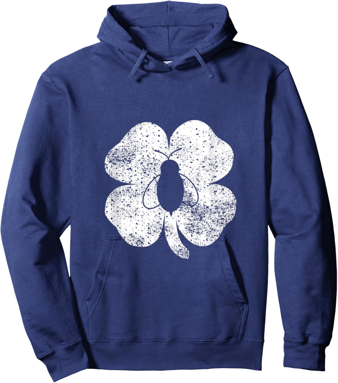 Honeybee Shamrock Silhouette St. Patricks Day Bee Clover Hoodie - Hoodie | Navy