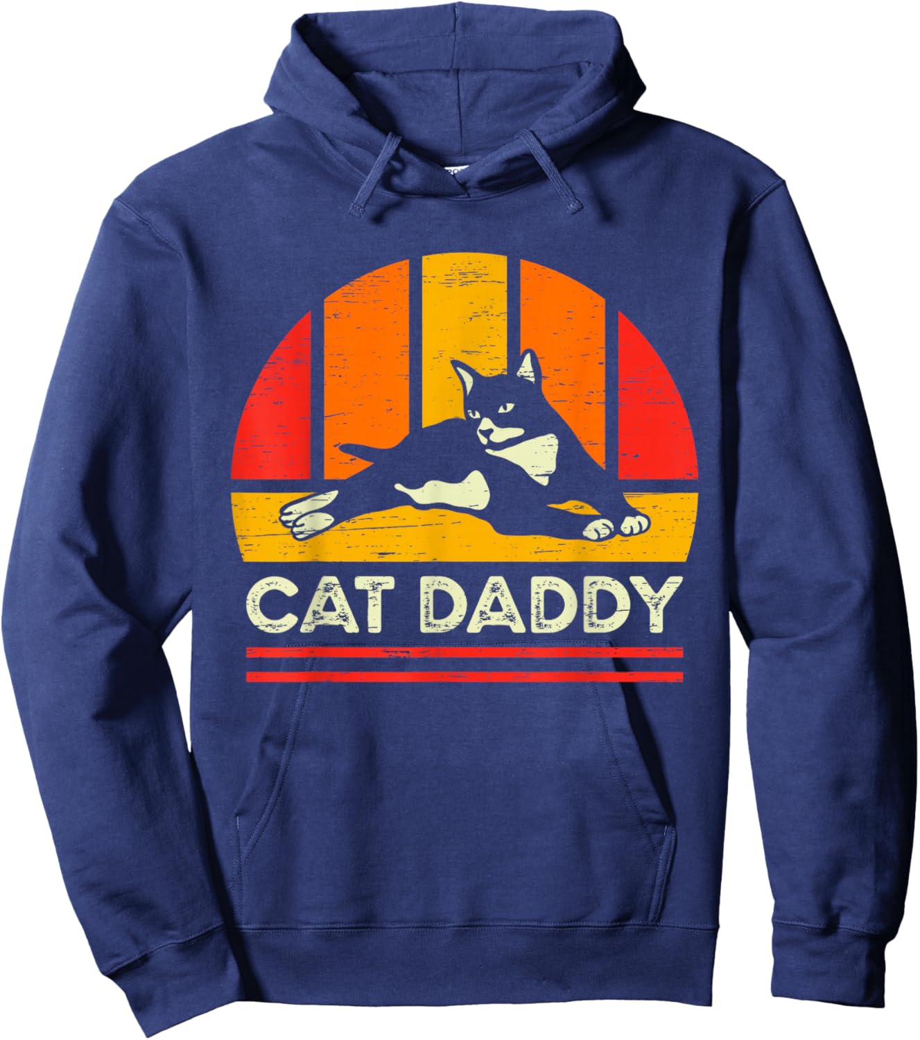 Cat Daddy Father Vintage Black Cats Hoodie - Hoodie | Navy