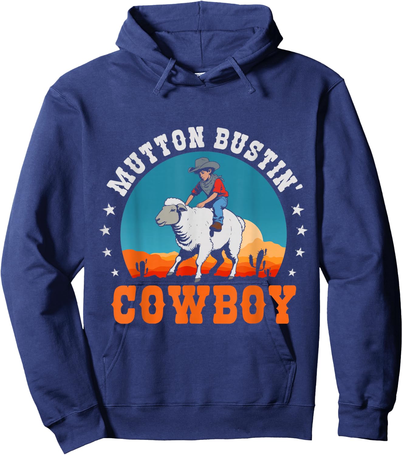 Mutton Busting Cowboy Sheep Riding Mutton Buster Youth Rodeo Hoodie - Hoodie | Navy