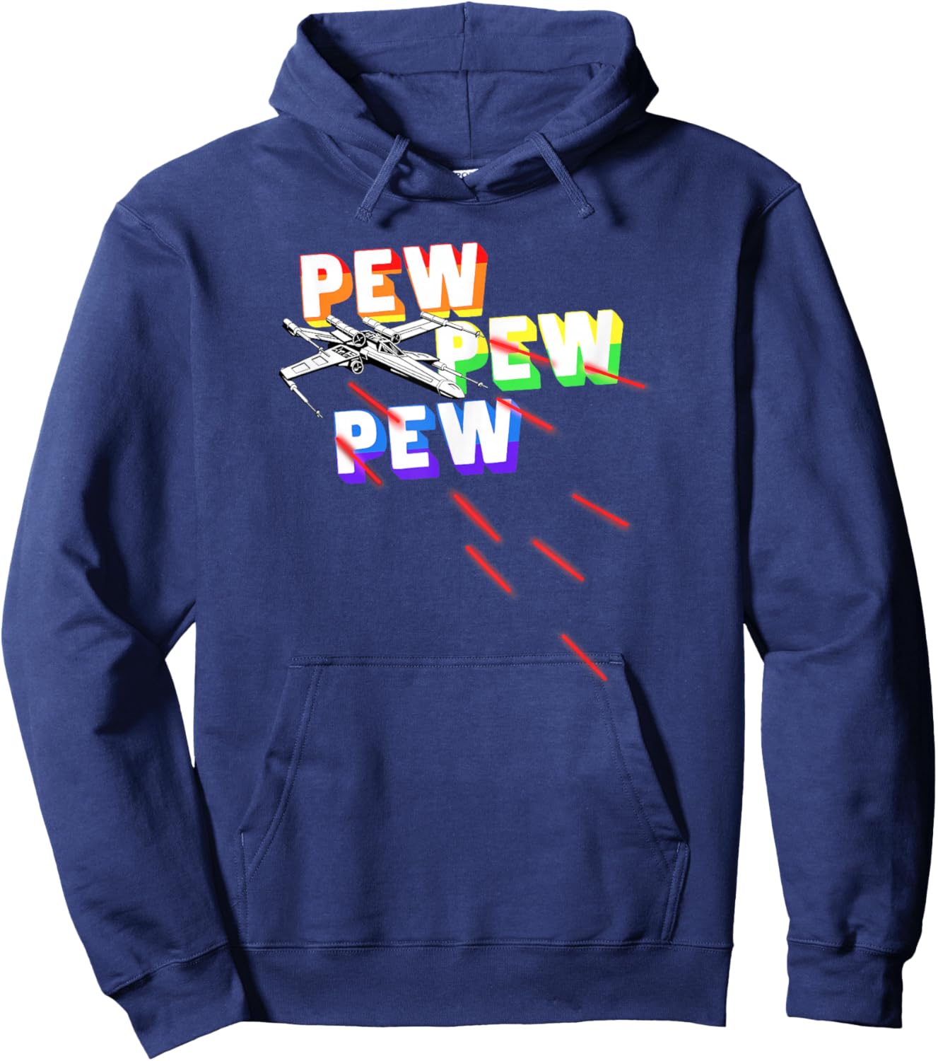 Star Wars X-Wing Pew Pew Pew Rainbow Hoodie - Hoodie | Navy