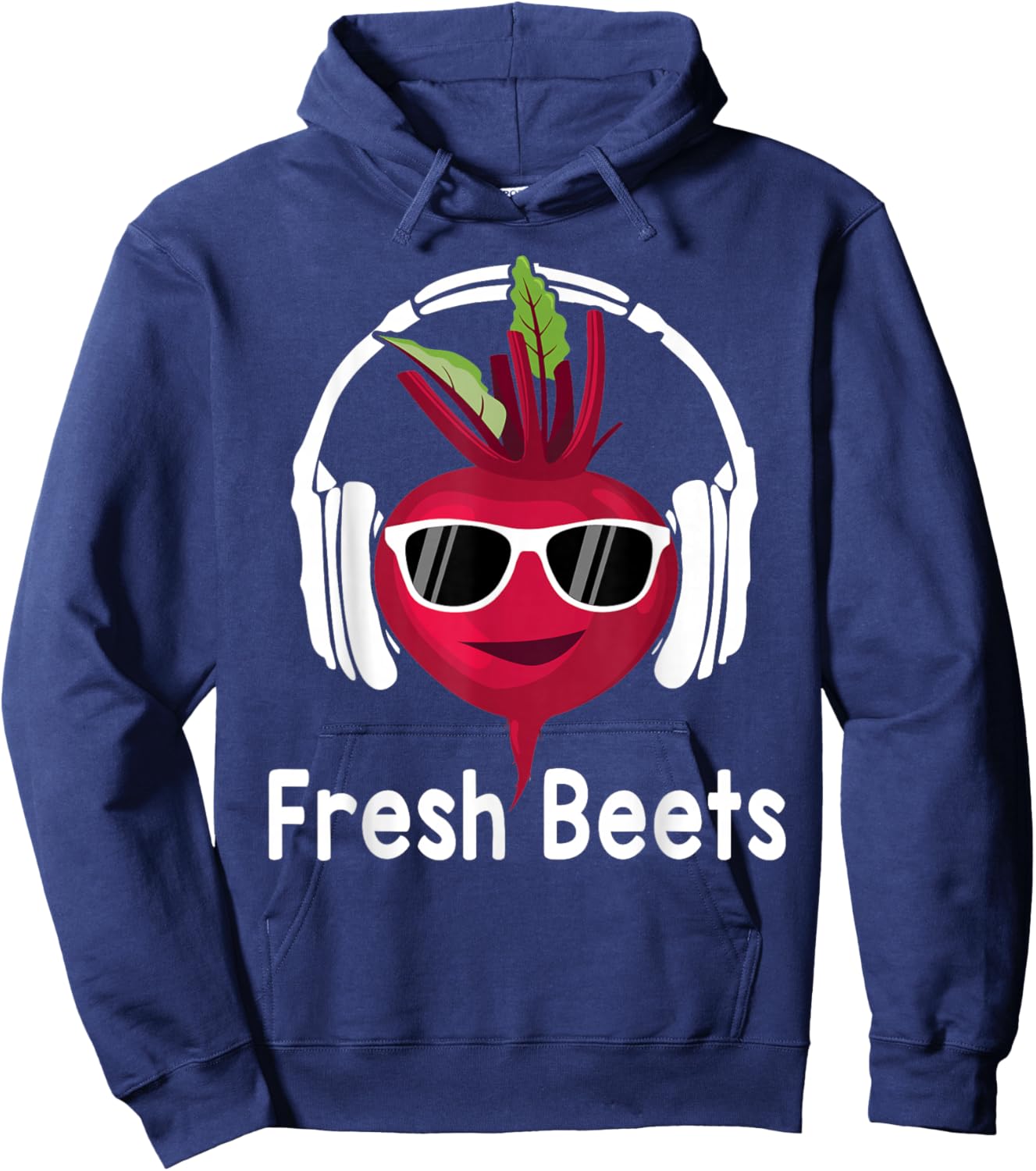 Fresh Beets - Funny Cool Beetroot Headphone Music Beat Pun Hoodie - Hoodie | Navy