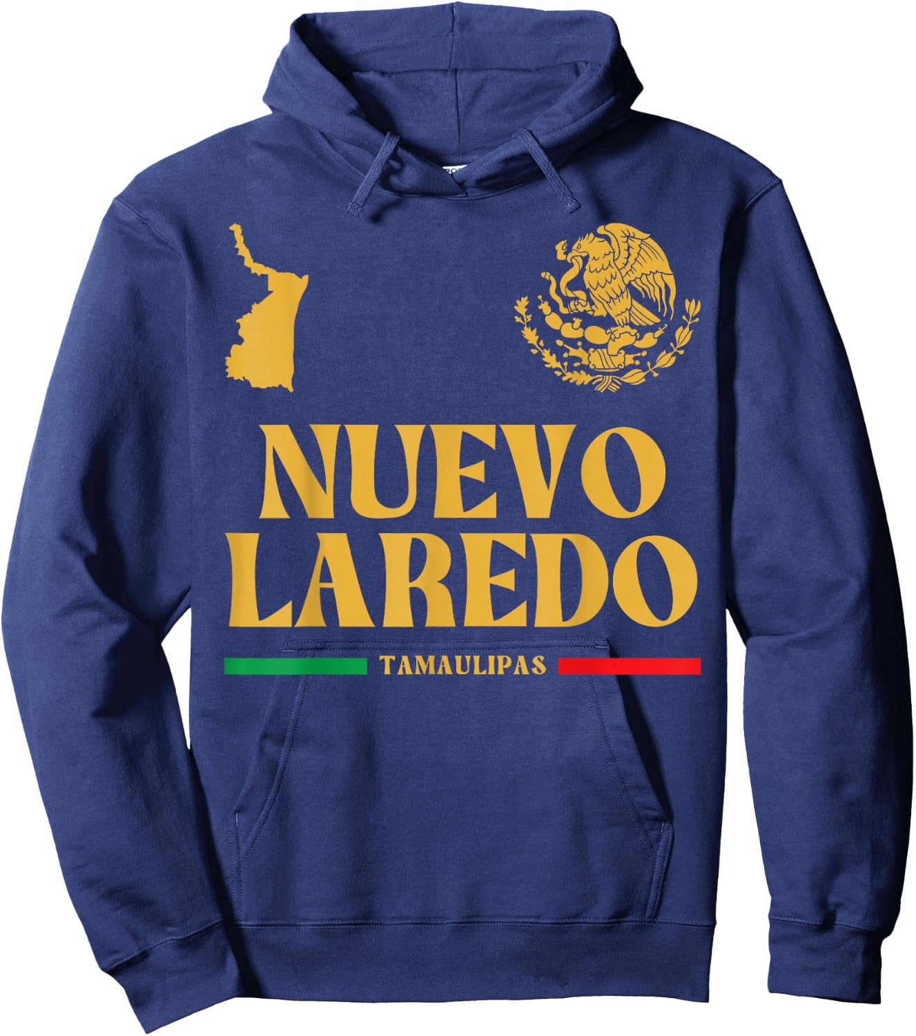 Nuevo Laredo Tamaulipas with Mexican Emblem, Nuevo Laredo Hoodie - Hoodie | Navy