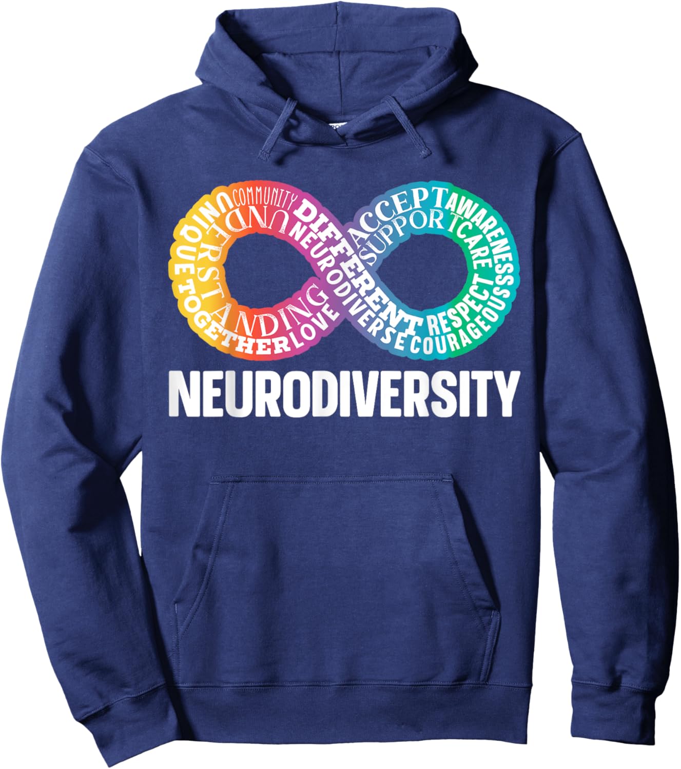 Neurodiversity Neurodivergent Rainbow Infinity ADHD ASD Hoodie - Hoodie | Navy