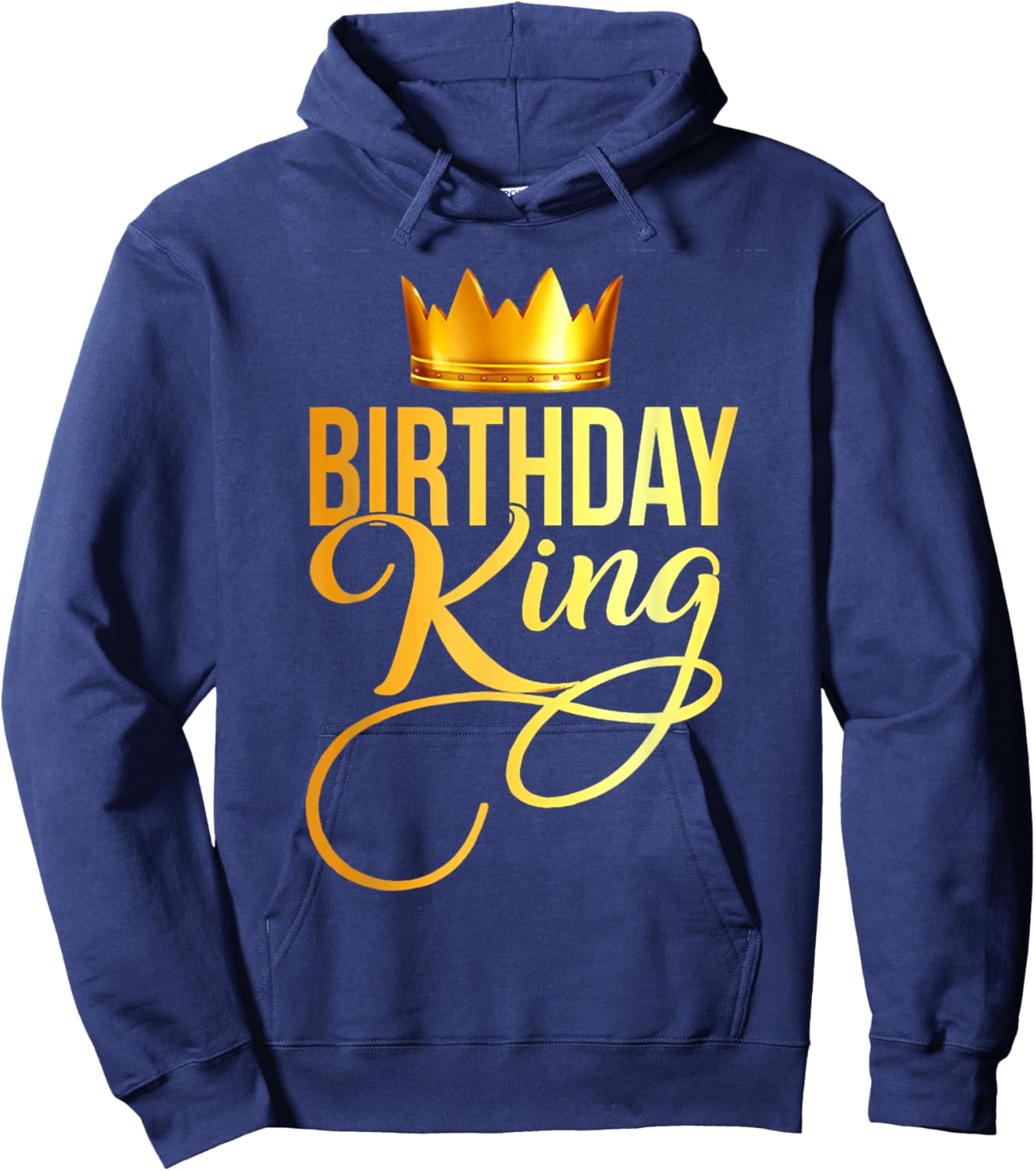 Birthday King Crown Boy Teen Squad Party Gold Funny Gift Hoodie - Hoodie | Navy
