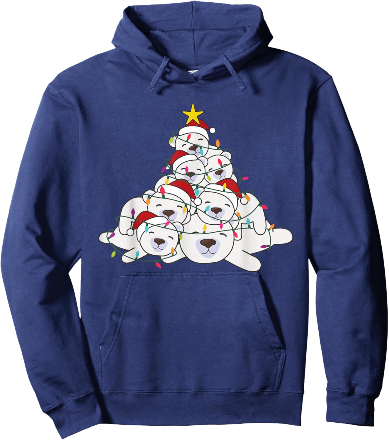 Polar Bear Christmas Tree Funny Animal Christmas Polar Bears Hoodie - Hoodie | Navy
